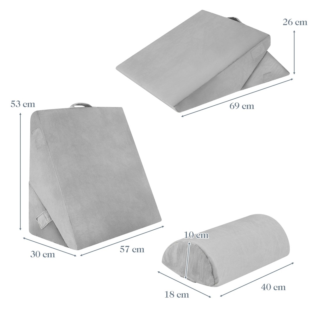 2 Costway 3PCS Bed Wedge Pillow Set Adjustable Foam Support Pillow - Grey, 2 of 2