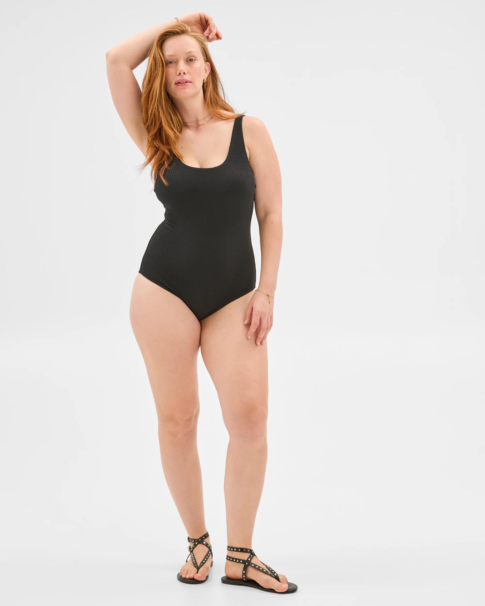 6 Target Woman Resort Crinkle Scoop One-piece Swimsuit, Pistachio (recycled Fabric) BLACK, 6 of 10