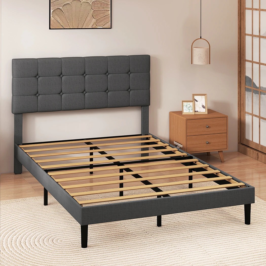 7 Levede Queen Size Bed Frame Upholstered, 7 of 8