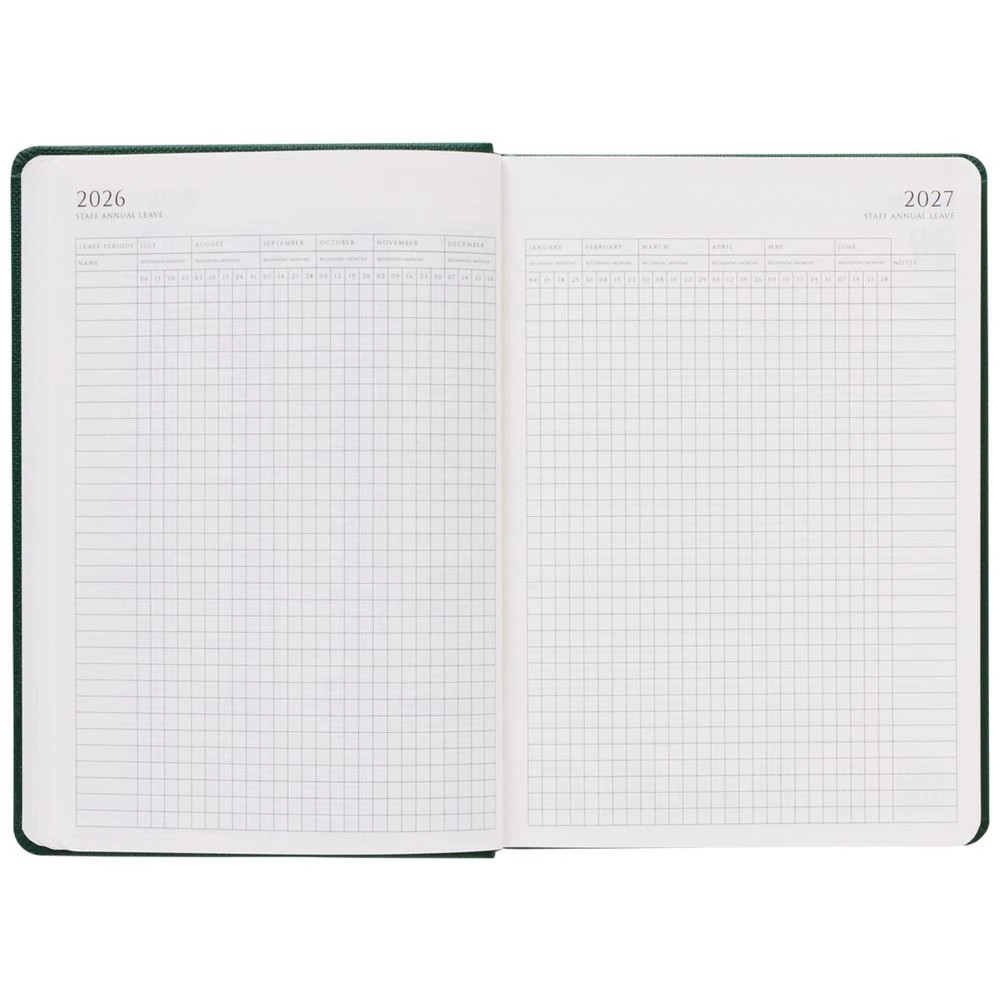 5 J.Burrows A5 Day to Page Textured FY26/27 Diary Green, 5 of 6