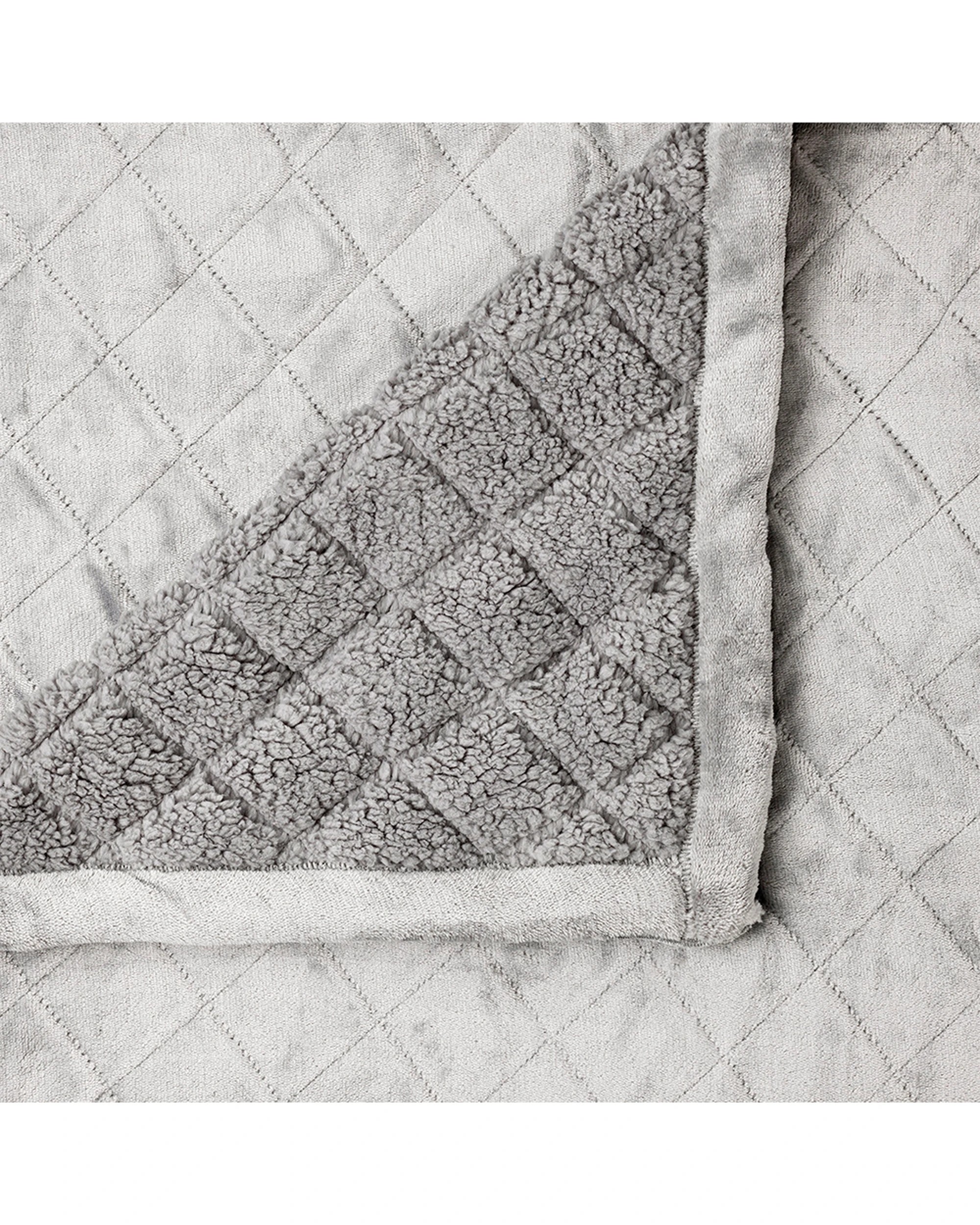 2 Bianca Mansfield 480gsm Sherpa Blanket Super King Aluminum - Grey, 2 of 2