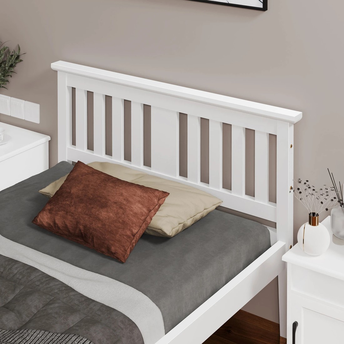 4 Alfordson Bed Frame Wooden Timber King Single Mattress Base Platform Elgin - White, 4 of 10