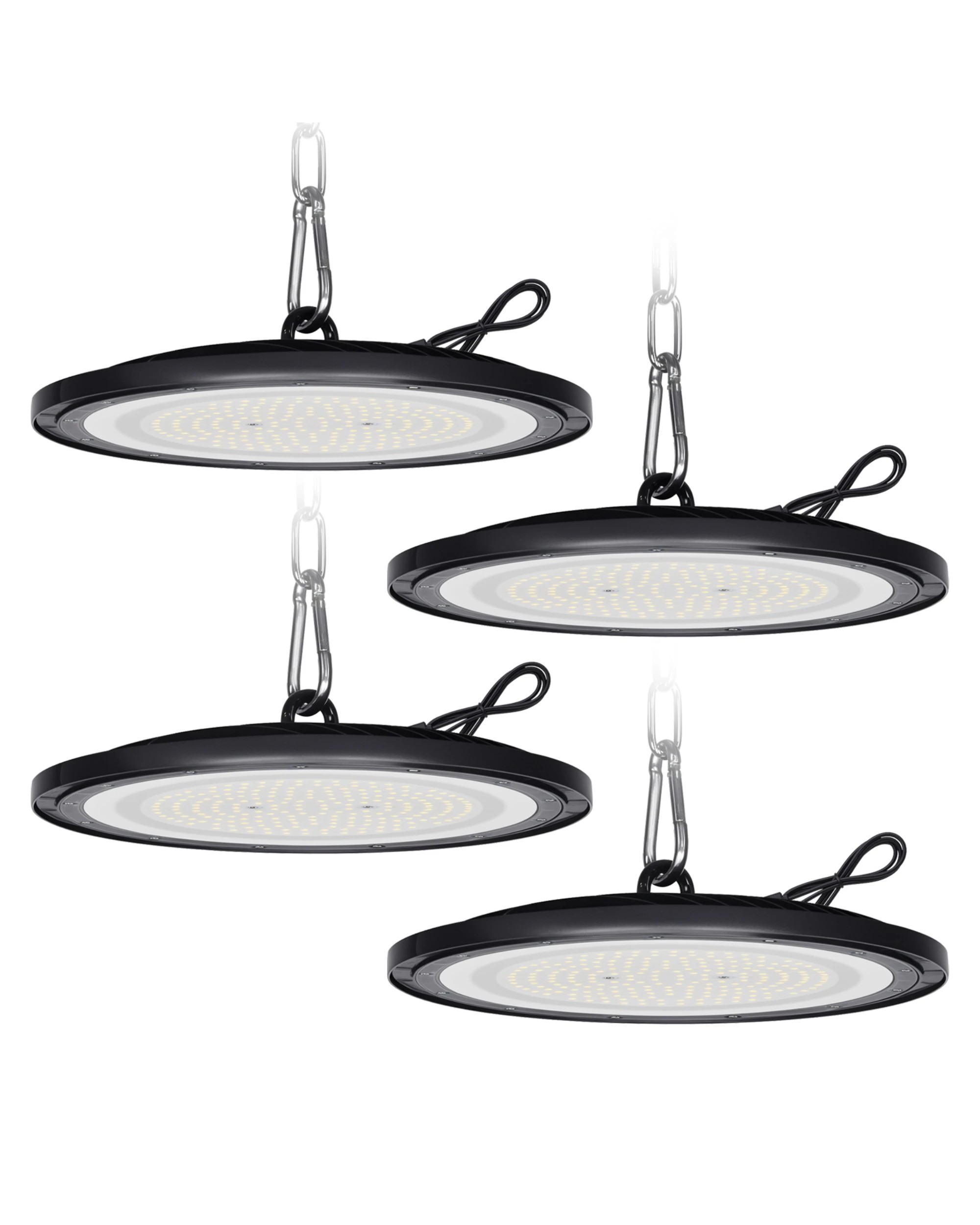 1 Advwin High Bay Lights 6500K 21000LM 4 Pack IP65 Waterproof - Black, 1 of 8