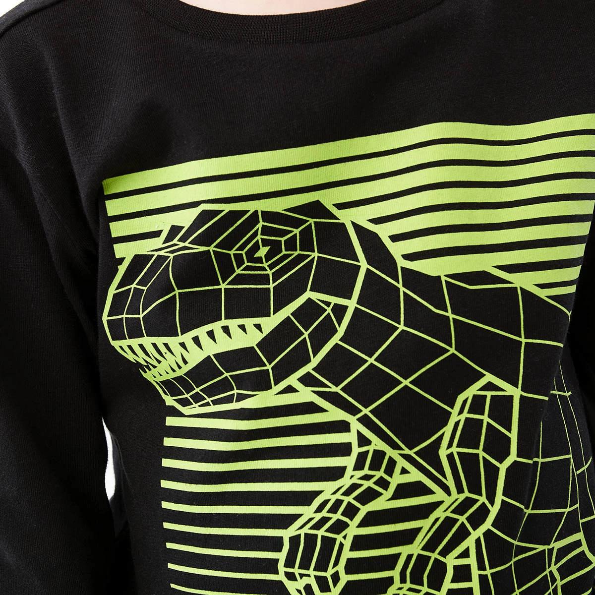 4 Long Sleeve Print T-shirt Black Dino, 4 of 8