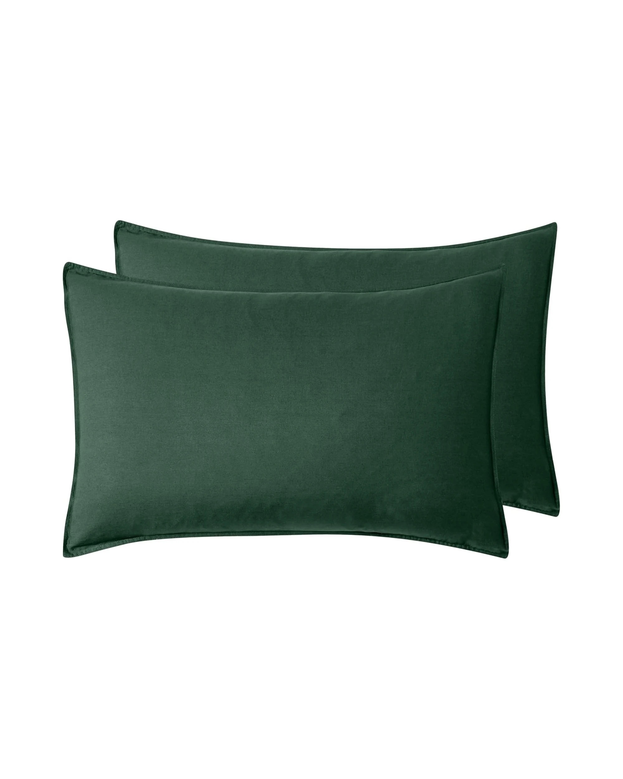 2 Gioia Casa 2-Pack Vintage Washed Cotton Standard Pillowcases Hypoallergenic - Forest Green, 2 of 3