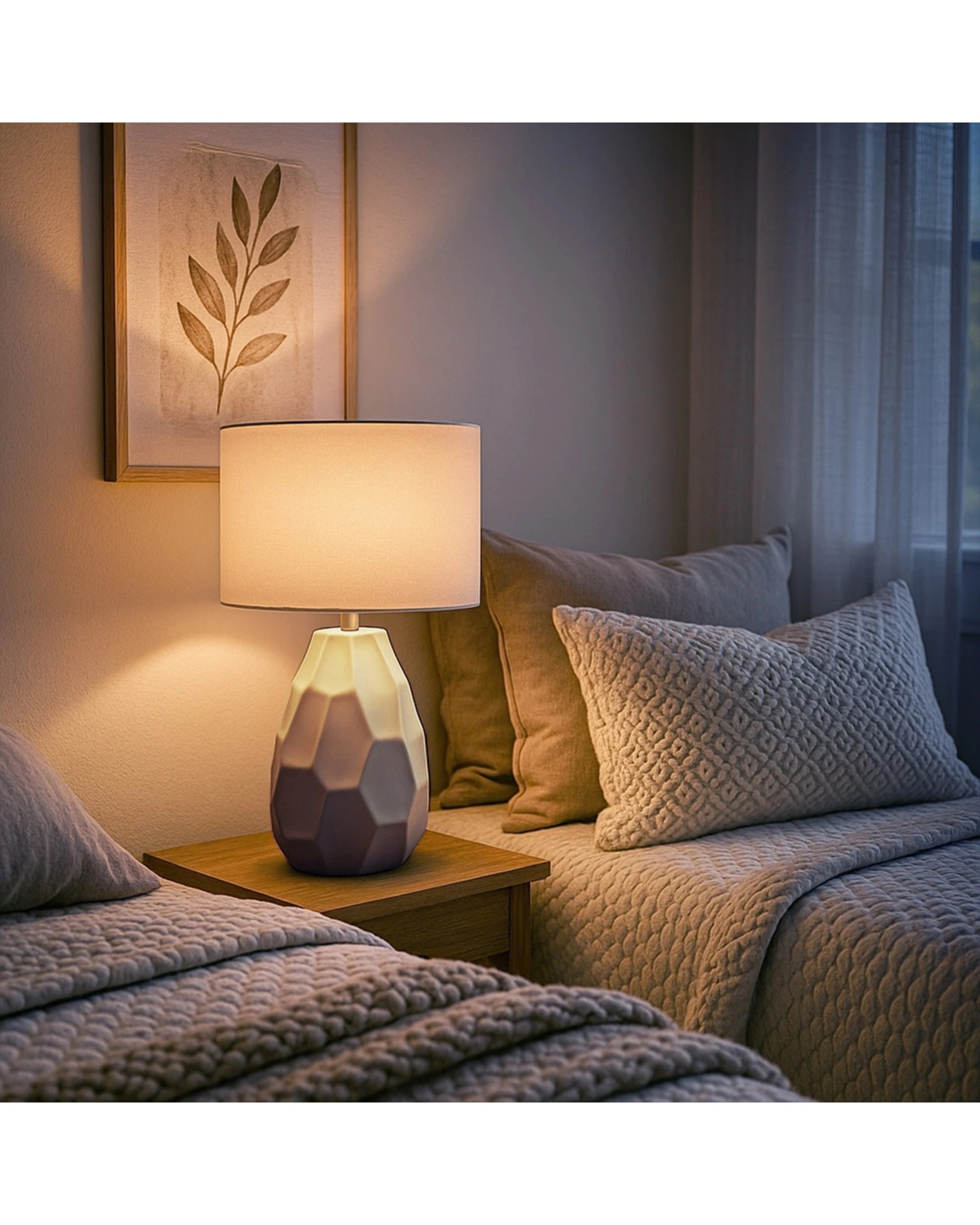 4 Urban Style Jane Table Lamp Ceramic Base Fabric Shade Inline Switch - Grey, 4 of 4