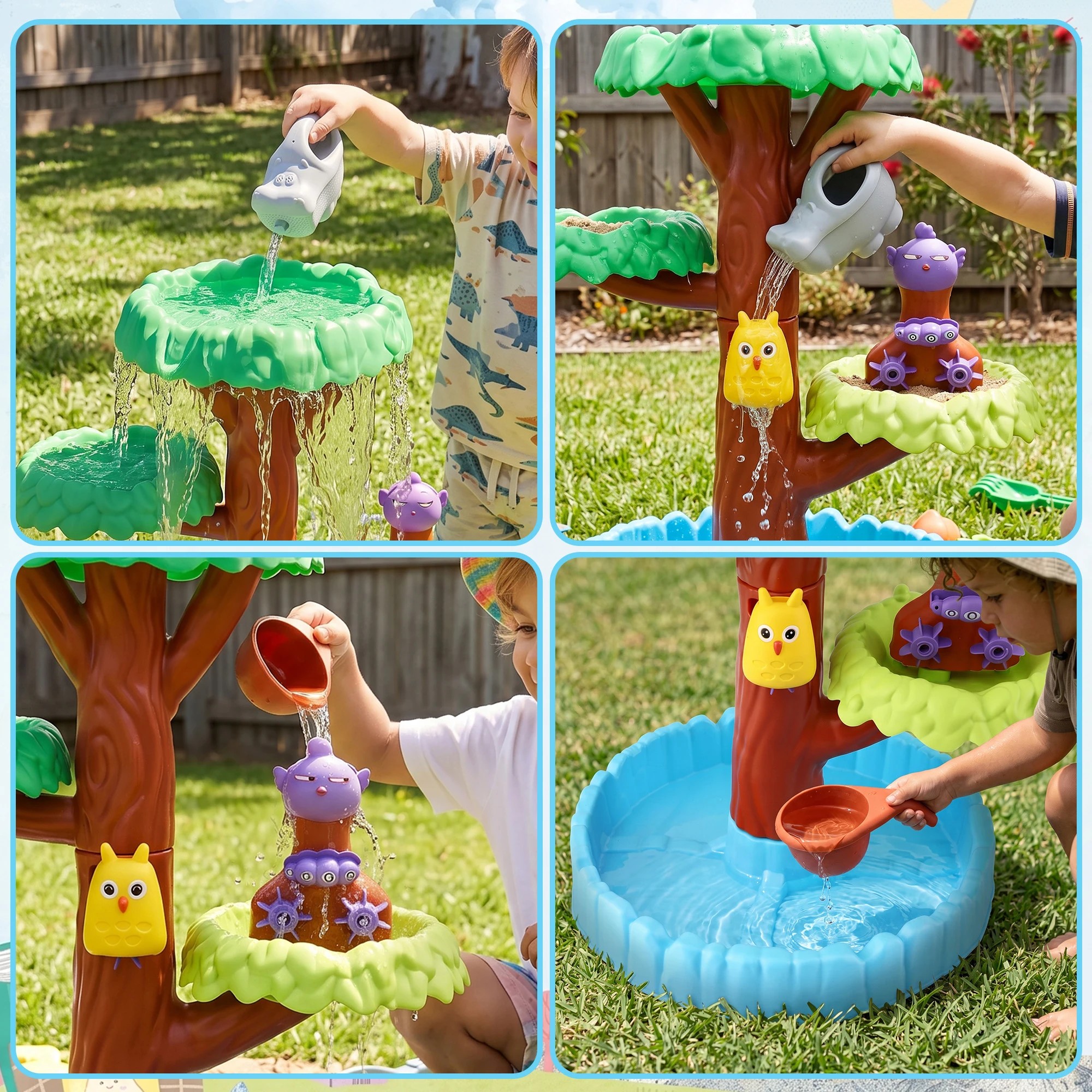 5 Keezi Tree Water Table Kids Sandpit Toys Set with Waterfall Water Wheel Molds for Sand Snow Play 52cmx62cm - Multi, 5 of 8