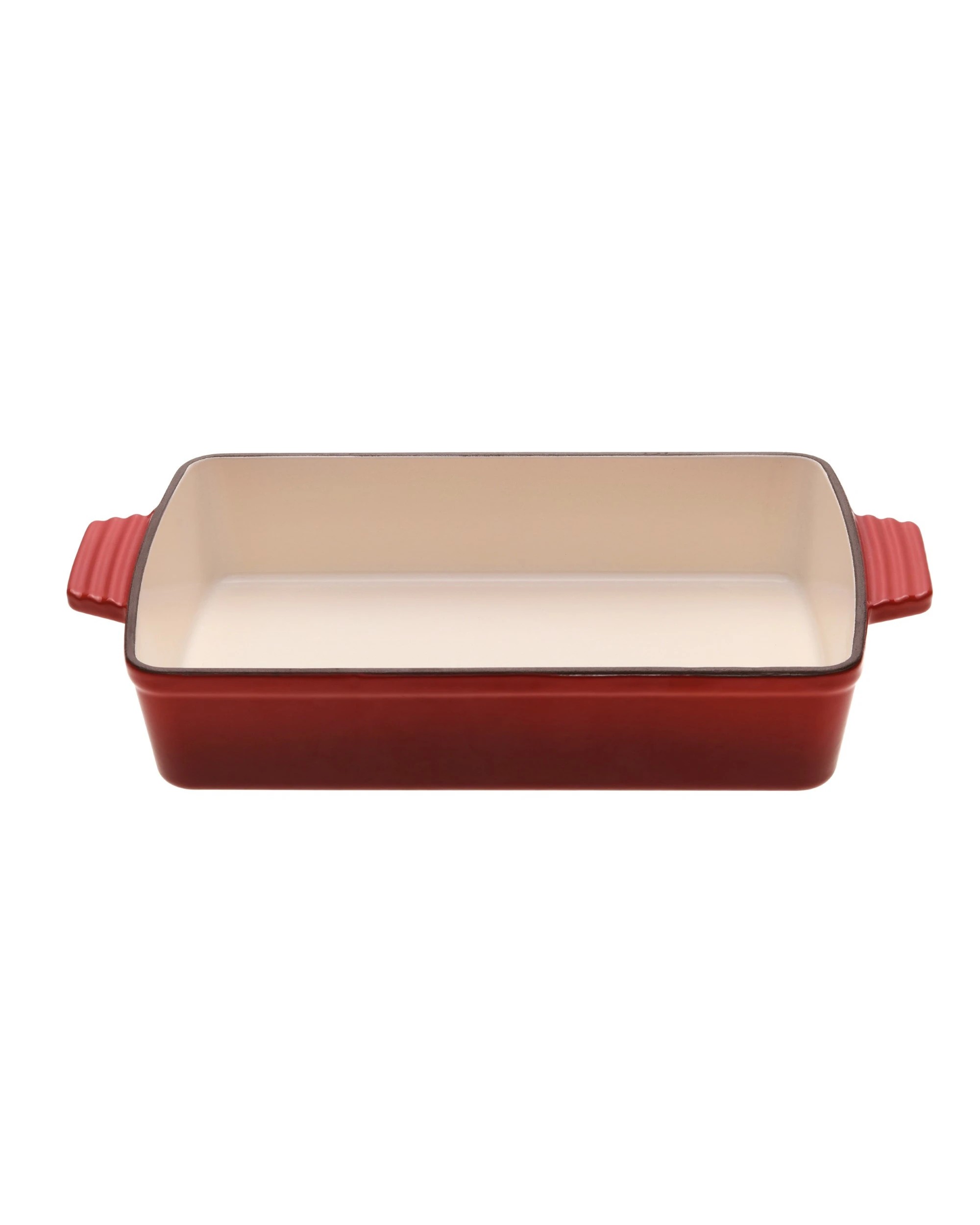 3 Gourmet Kitchen Enamelled Cast Iron Rectangular Baking Pan 33cm - Black Cherry Red, 3 of 9