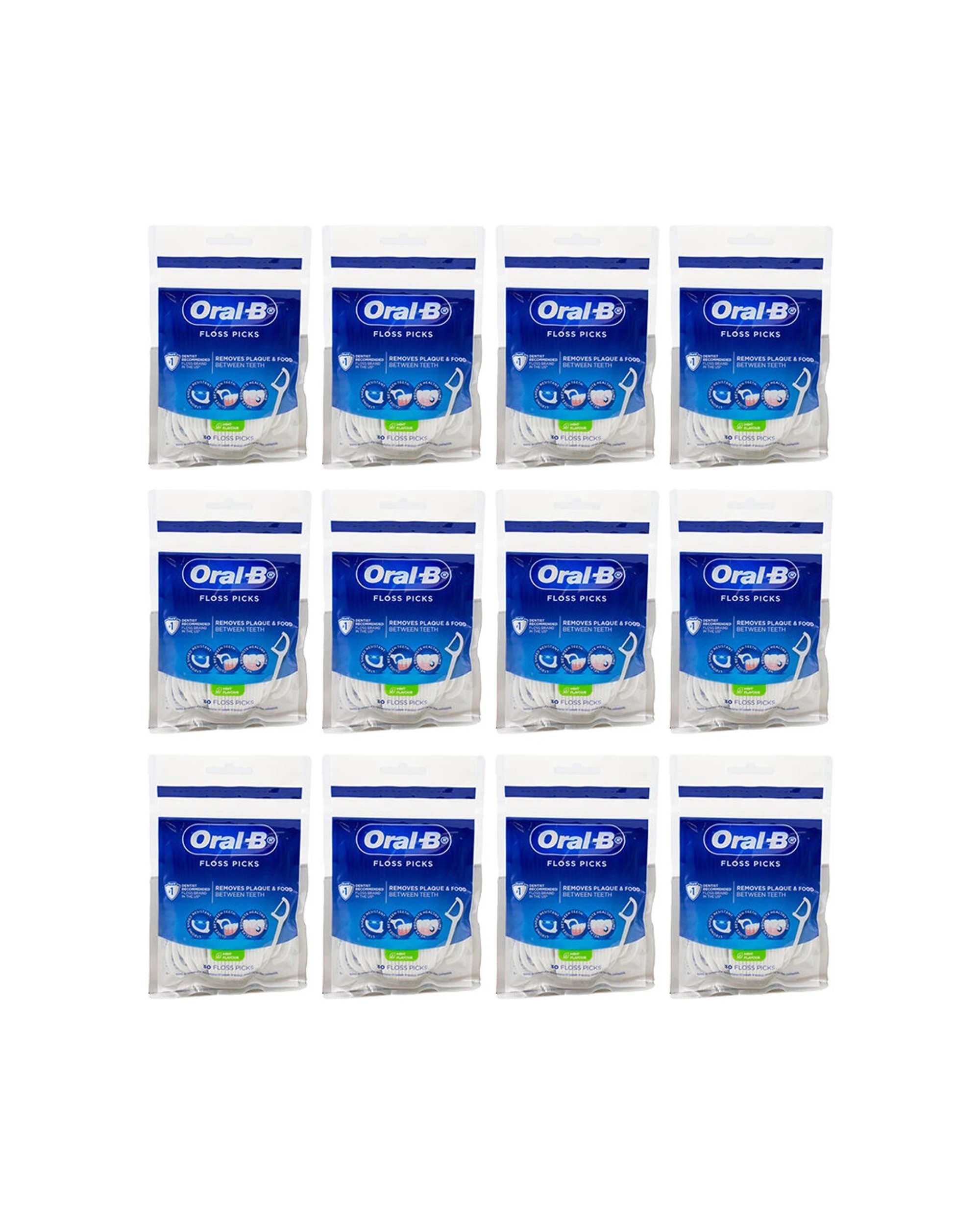 1 Oral B 12PK Dental Floss Picks 30pc Oral Hygiene Kit - Multi, 1 of 3