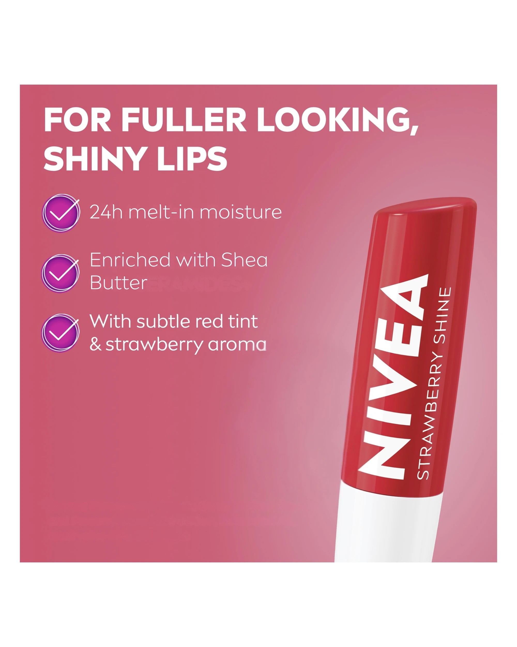 3 Nivea 24H Melt-in Moisture Caring Lip Balm 4.8g - Strawberry, 3 of 9