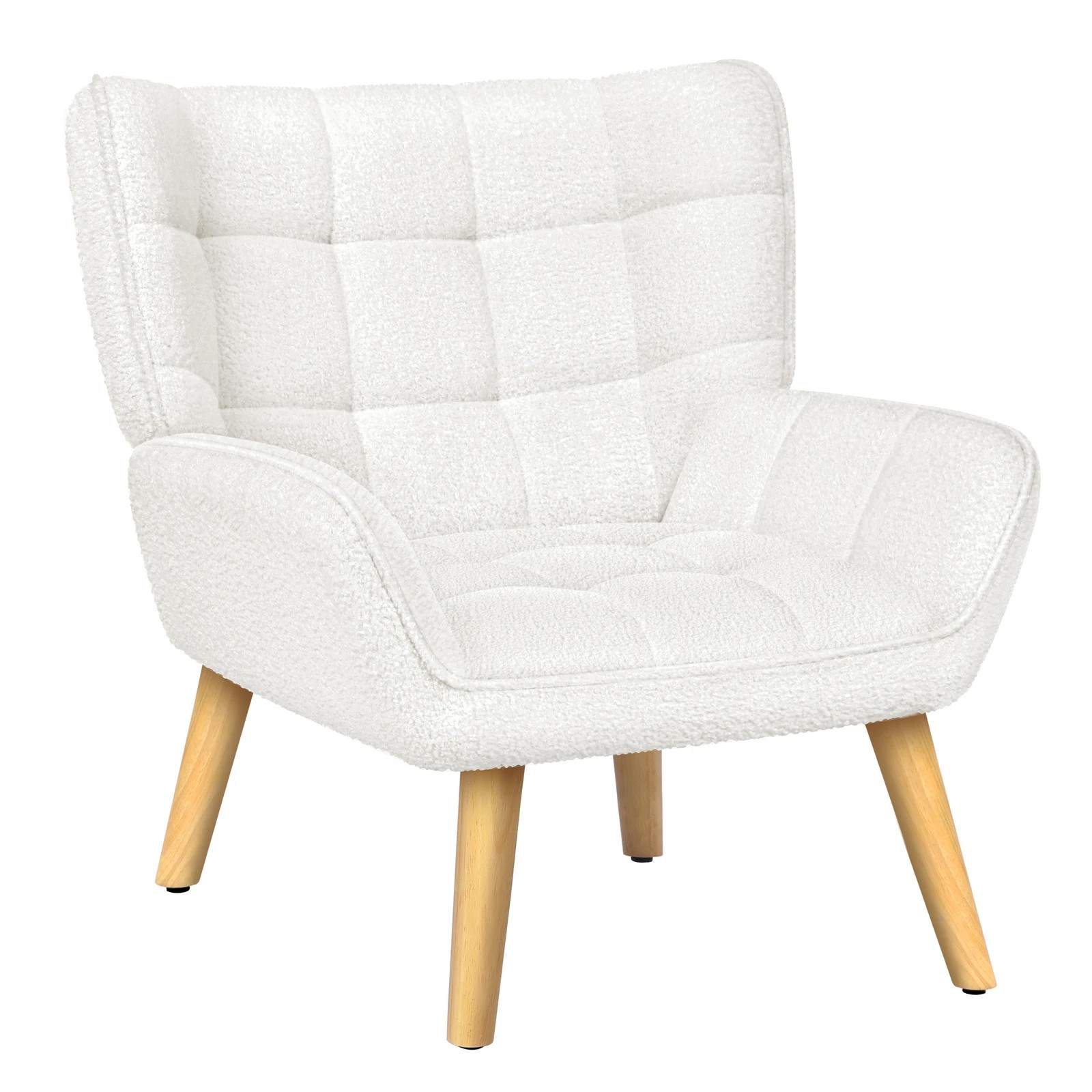 1 Alfordson Armchair Accent Chair Upholstered Lounge Sofa Tub Couch Boucle - White, 1 of 9