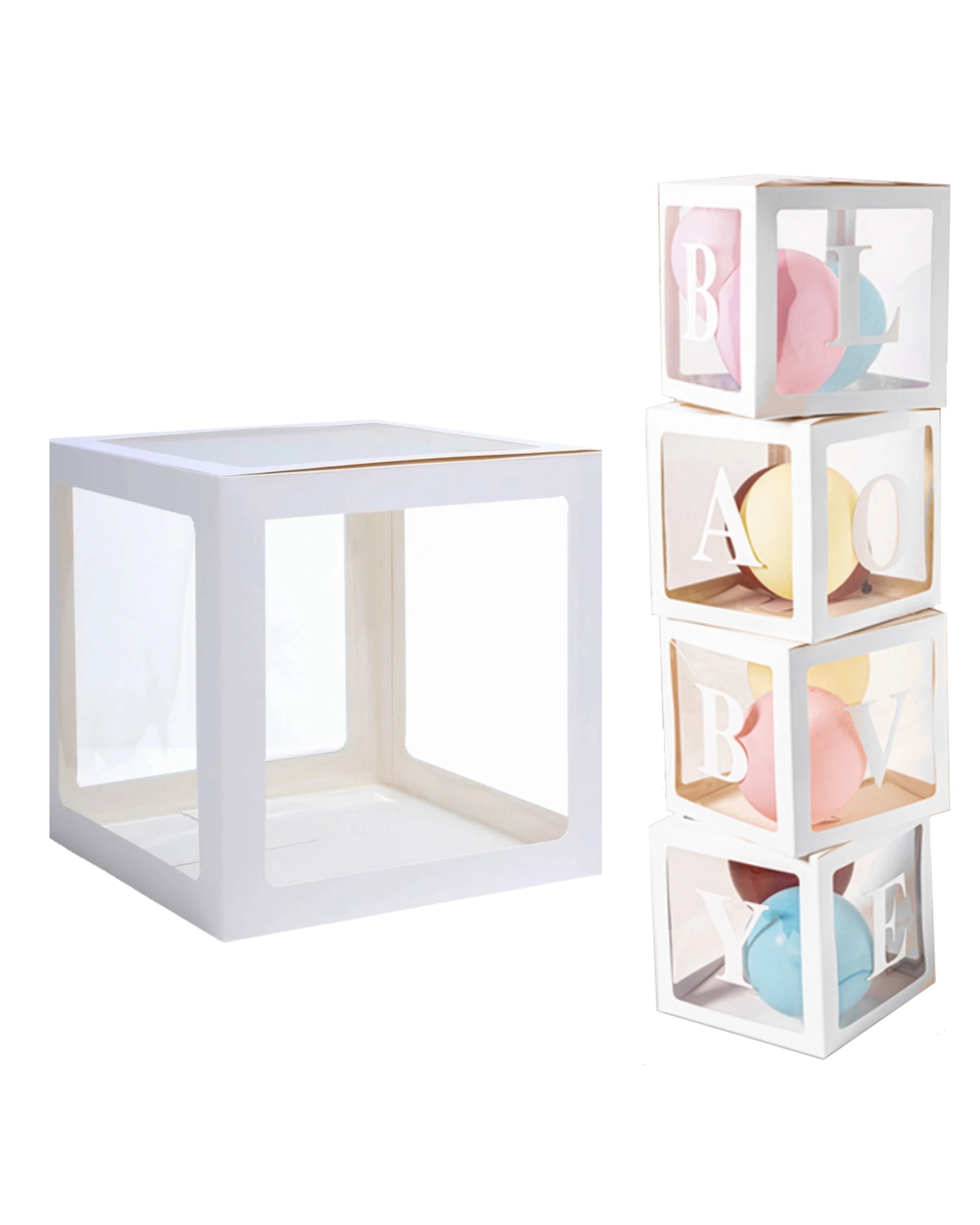 1 Partyrama White Balloon Boxes with Baby & Love Letters 30cm, 1 of 1