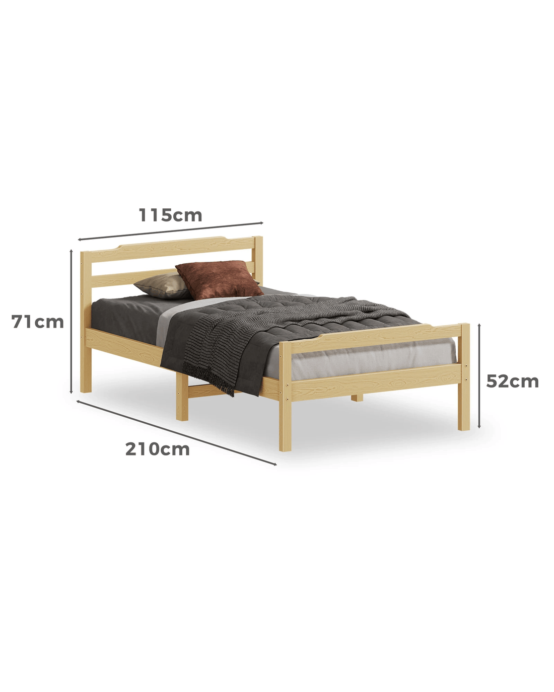 Alfordson Bed Frame Wooden King Single Mattress Base Platform Timber ...