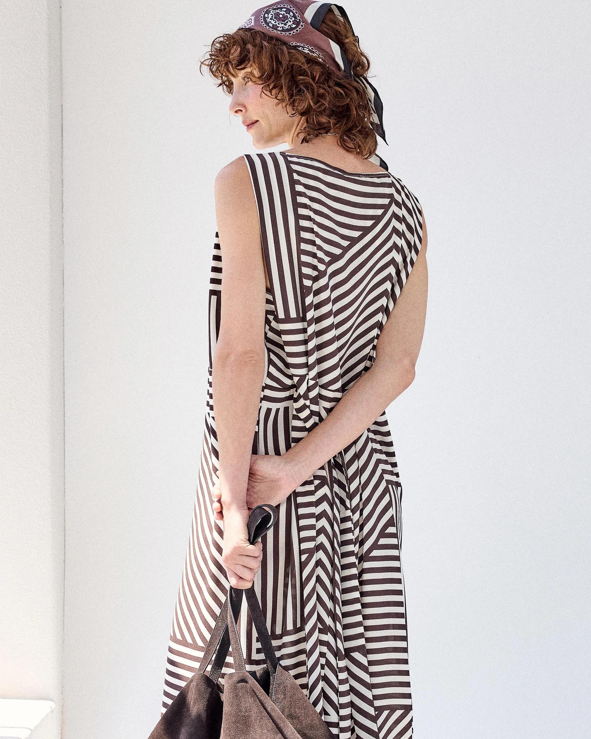 7 Sleeveless Column Dress - Preview GANACHE STRIPE, 7 of 8