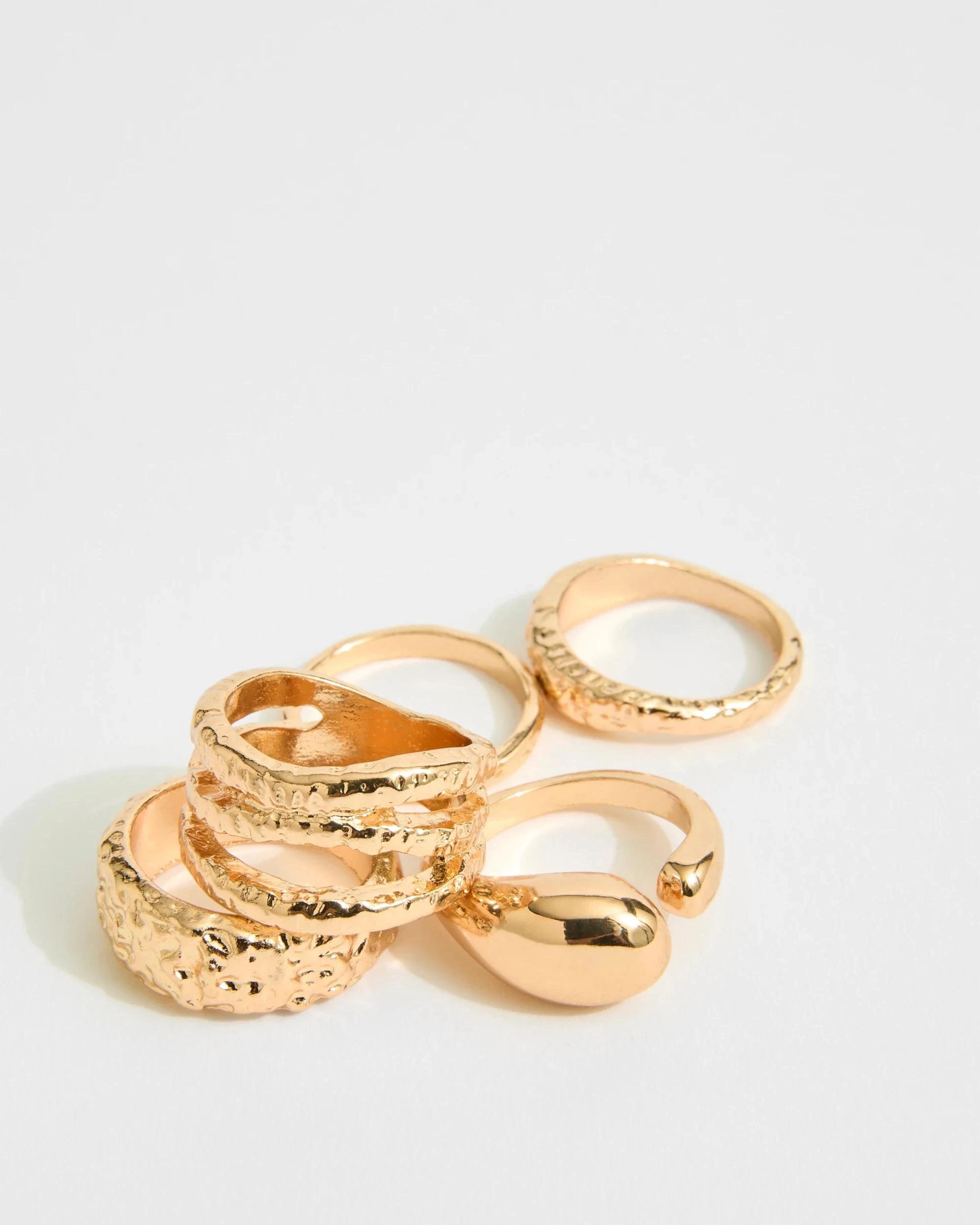 2 Target Woman 5 Pack Textured Ring Set GOLD LOOK, 2 of 2