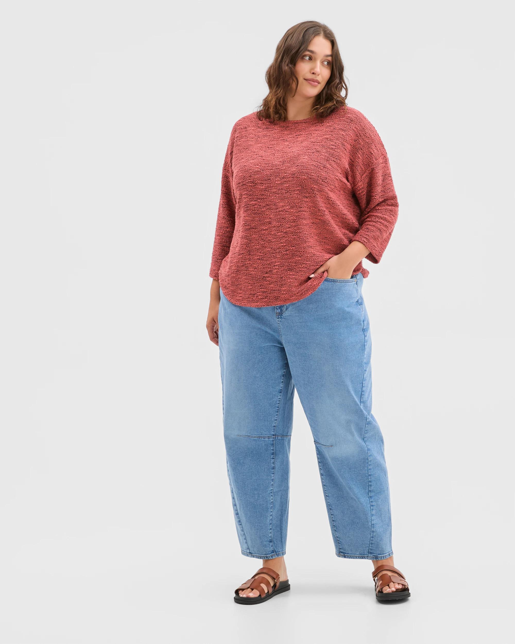 1 Target Curve Plus Size Australian Cotton Blend Curved Hem Textured Top MARSALA, 1 of 6