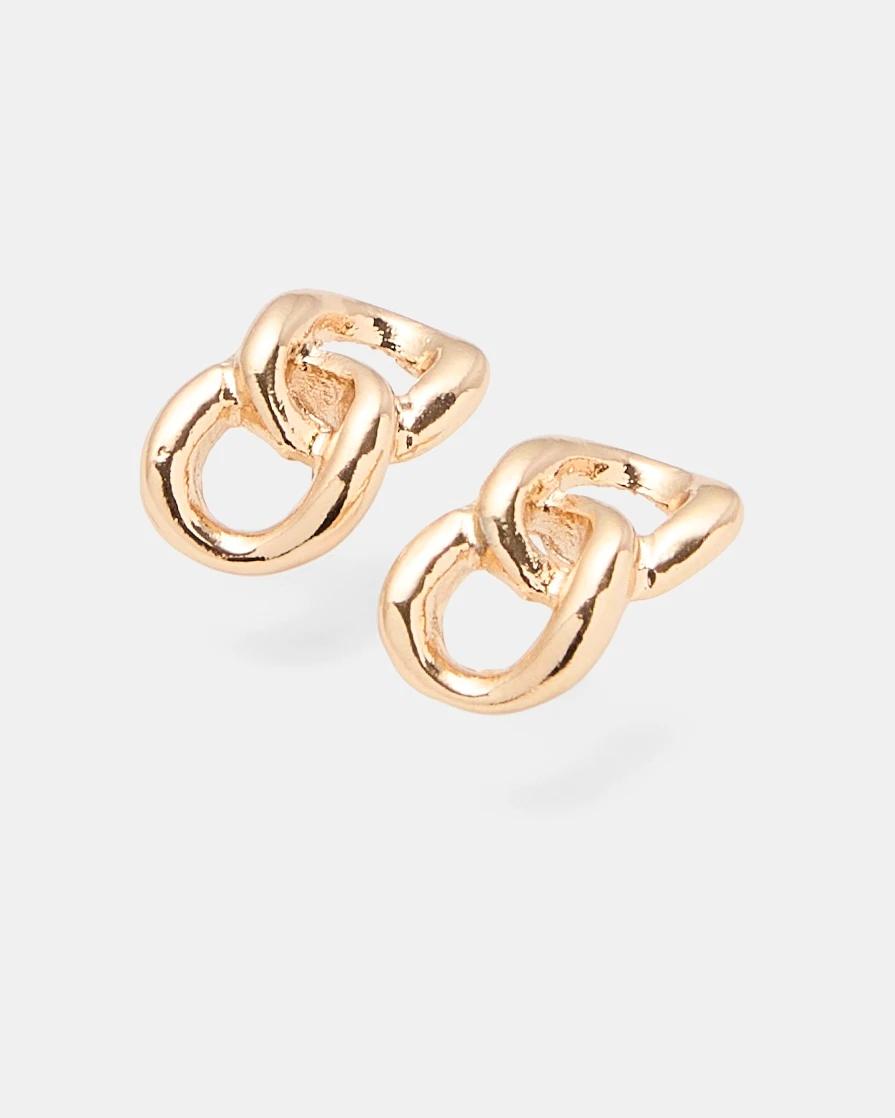 2 Chain Link Stud Earrings - Gold Tone Gold, 2 of 4