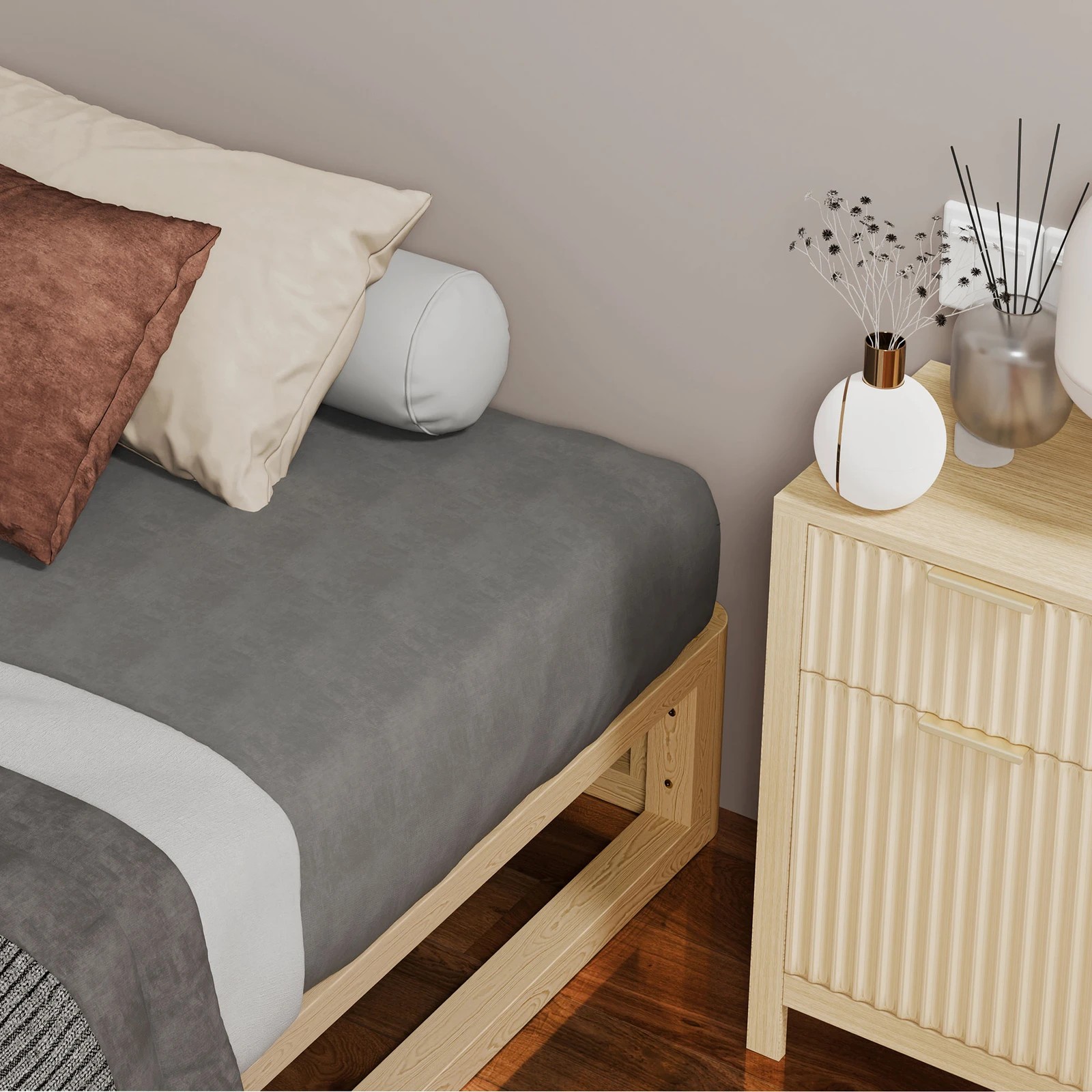 4 Alfordson Bed Frame Wooden Timber King Single Mattress Base Platform Jacob - Natural, 4 of 10