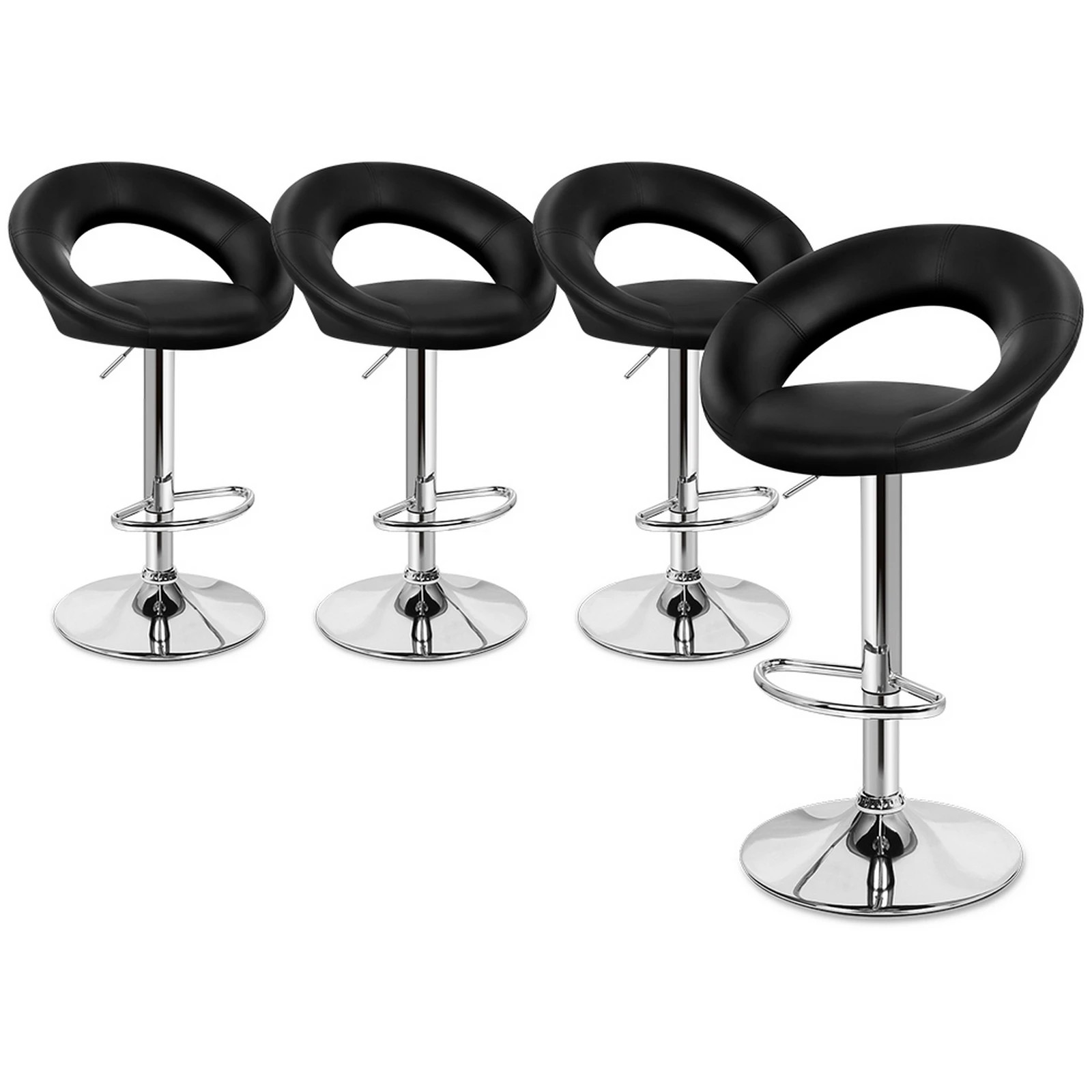 1 Alfordson 4x Bar Stools Ovadia Kitchen Swivel Chair Leather Gas Lift - Black, 1 of 7