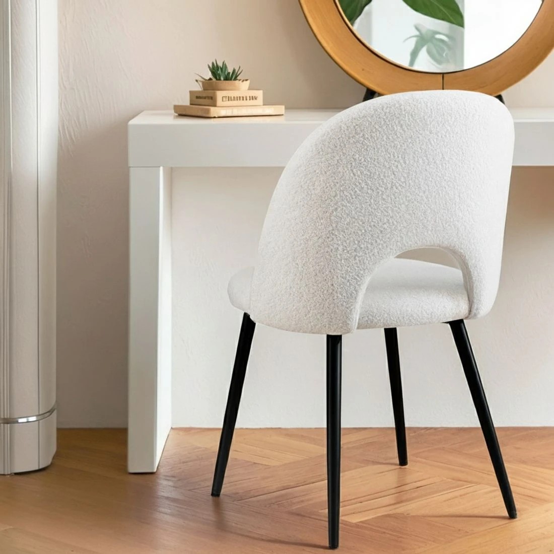 5 1 Set of 2 Artiss Dining Chair Boucle - White, 5 of 5