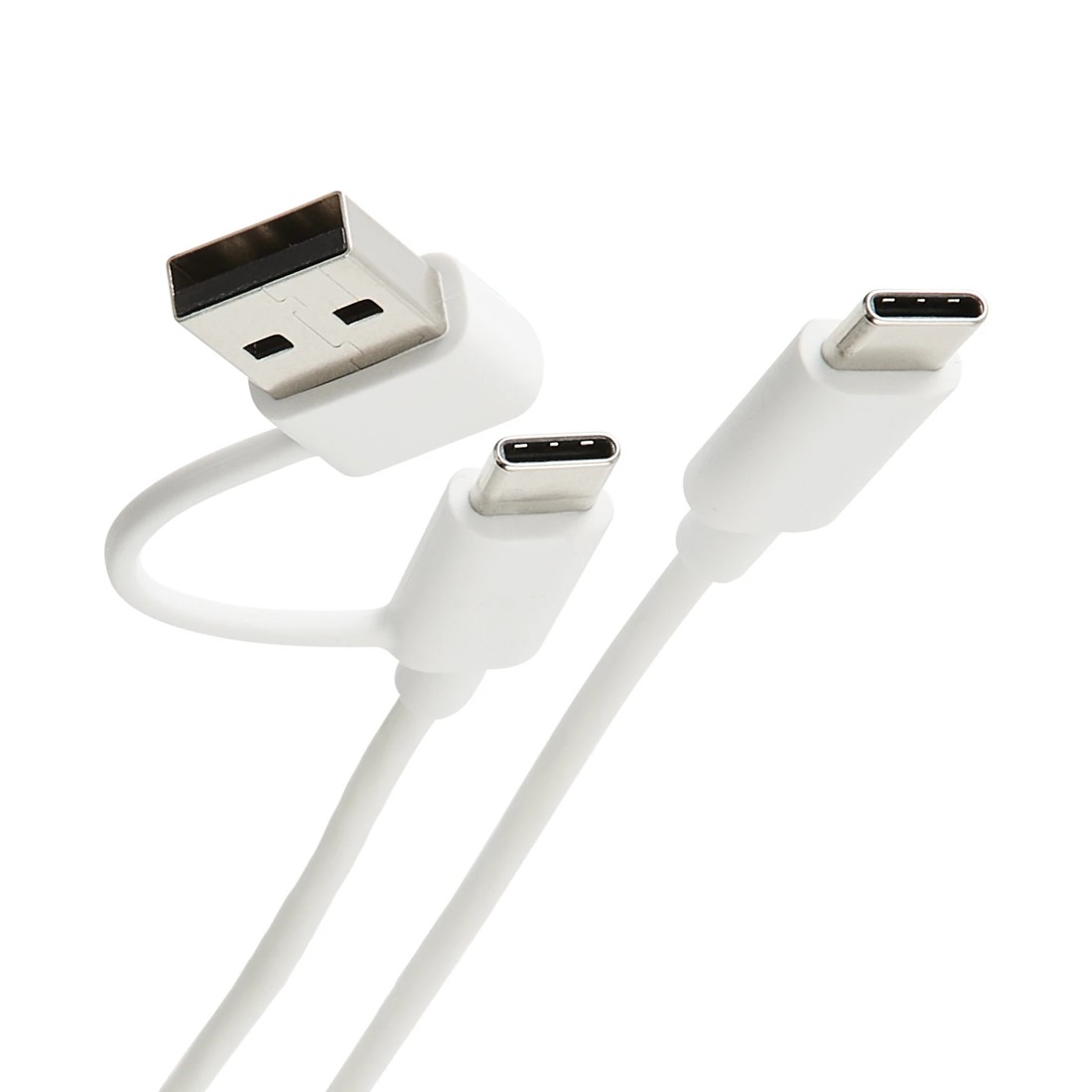 1 2-in-1 USB-A/C to USB-C Cable - White, 1 of 7