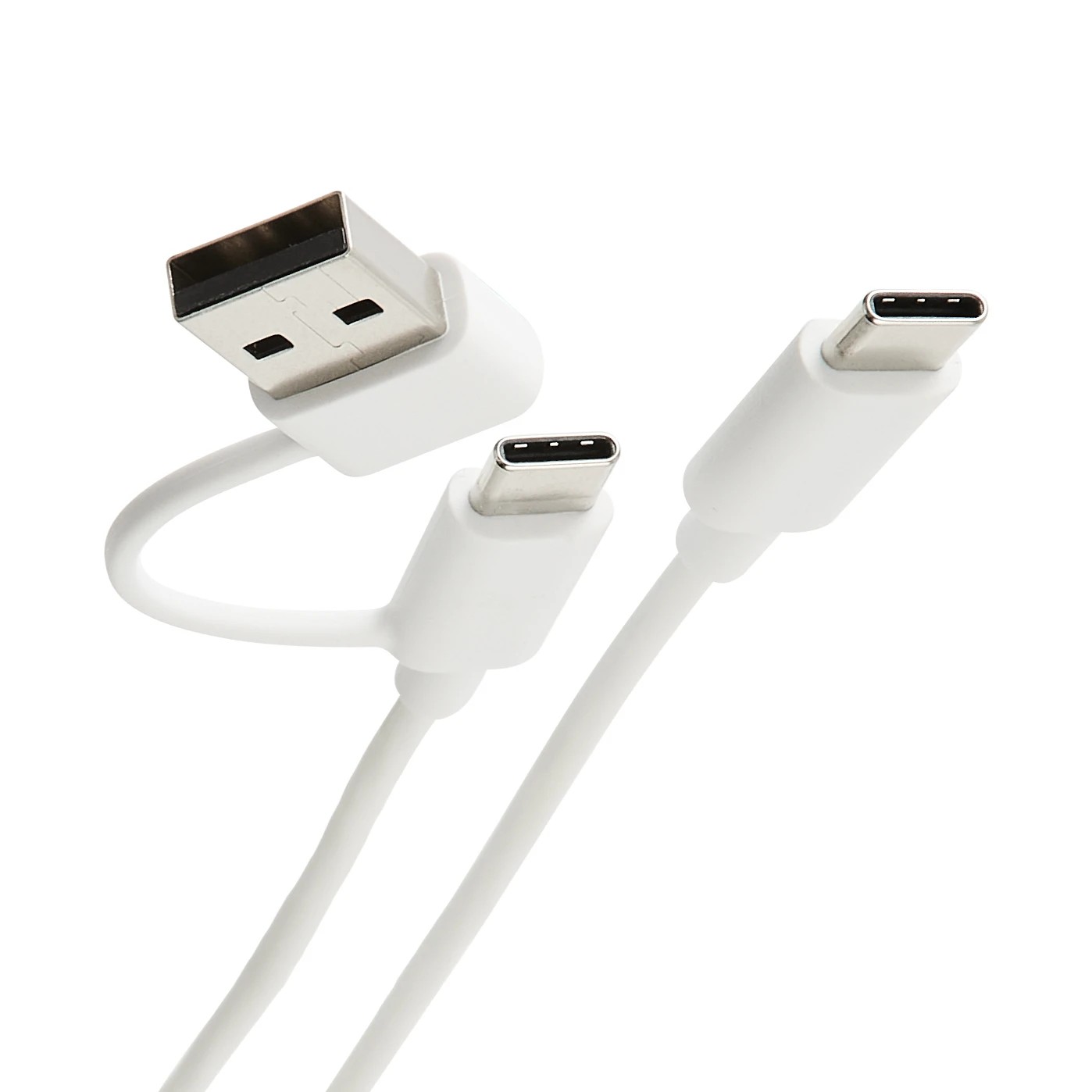 1 2-in-1 USB-A/C to USB-C Cable - White, 1 of 7
