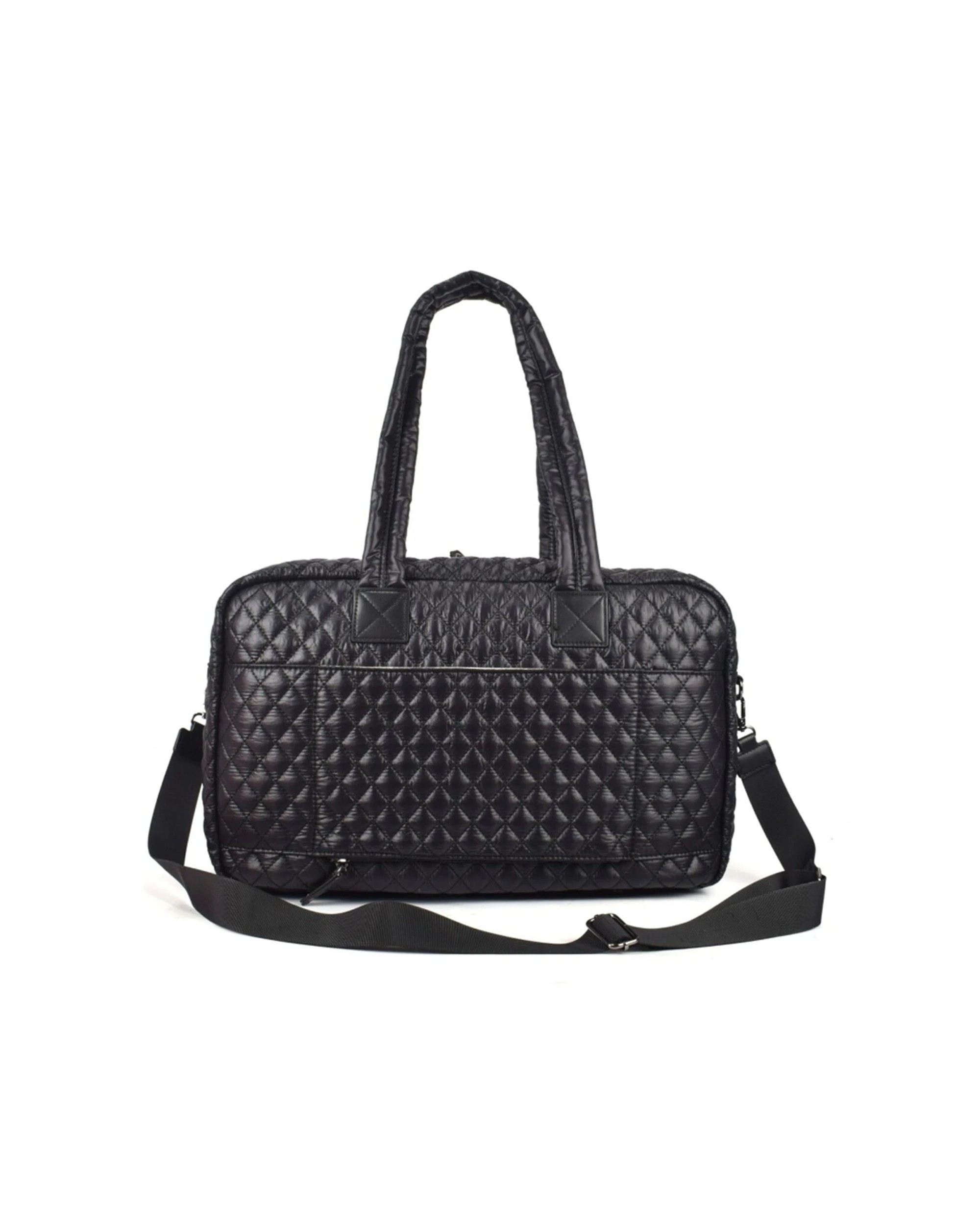 2 Tosca Womens Lightweight Quilted Metro Split Tote Travel Bag - Black, 2 of 5