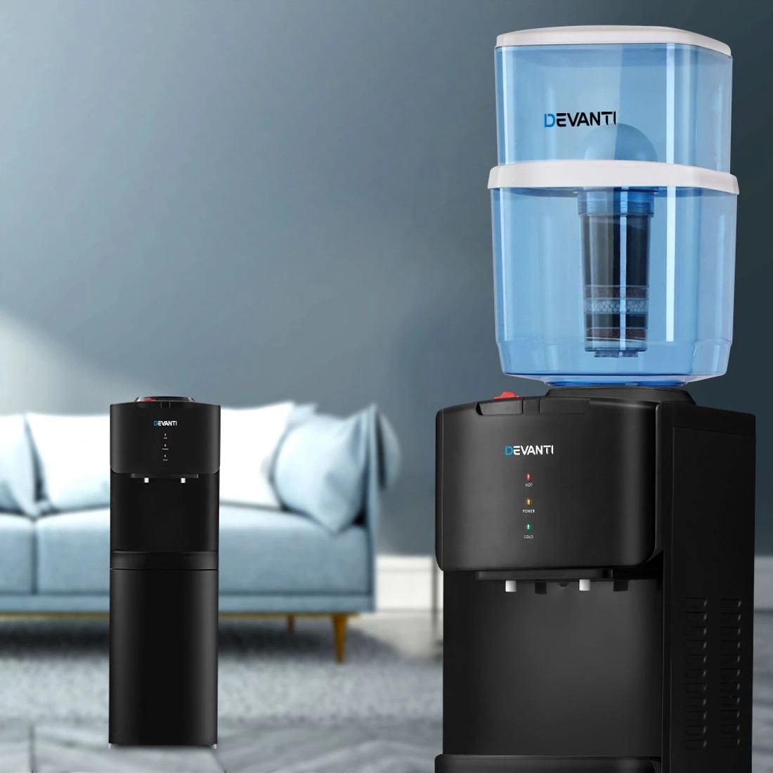 1 Devanti Water Cooler Dispenser Stand 22L Bottle - Black, 1 of 10