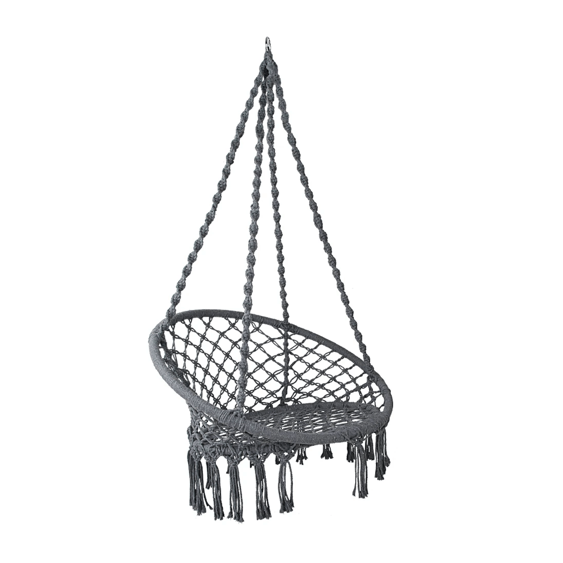 1 Gardeon Hammock Chair Outdoor Hanging Macrame Cotton Indoor - Grey, 1 of 7