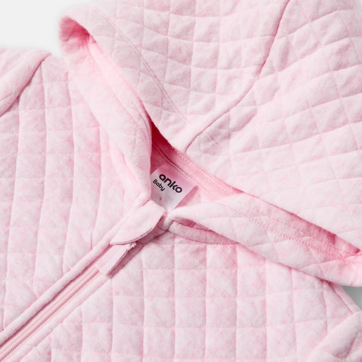 3 Quilted Zip Hoodie Pink Marle, 3 of 3