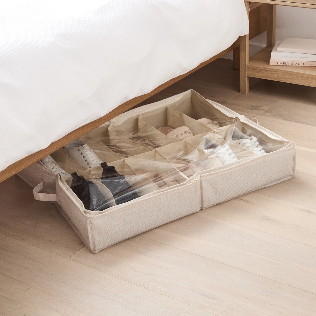 2 Linen Look Underbed Shoe Storage, 2 of 7