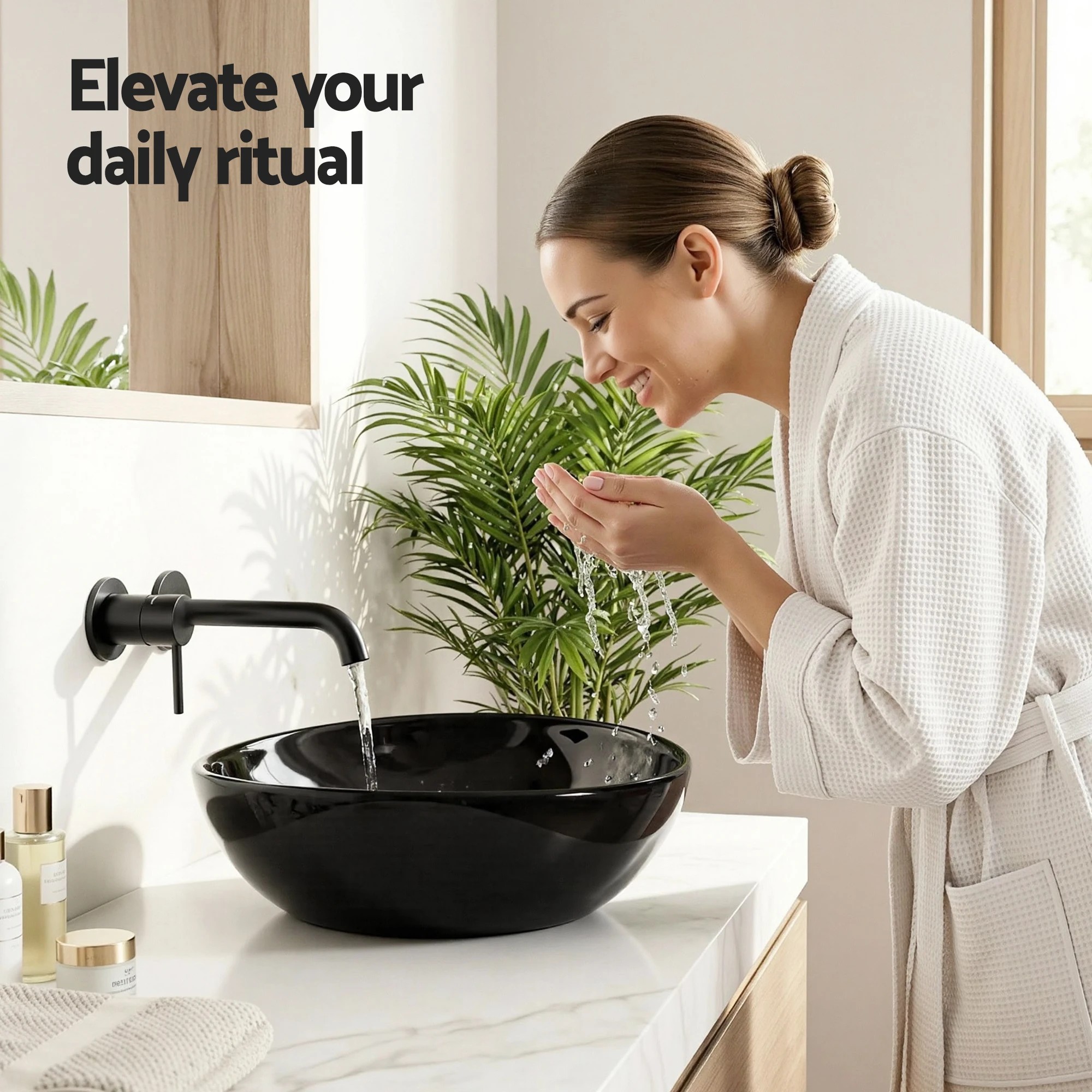 7 Cefito Bathroom Basin Ceramic Vanity Sink Hand Wash Bowl - Black, 7 of 7