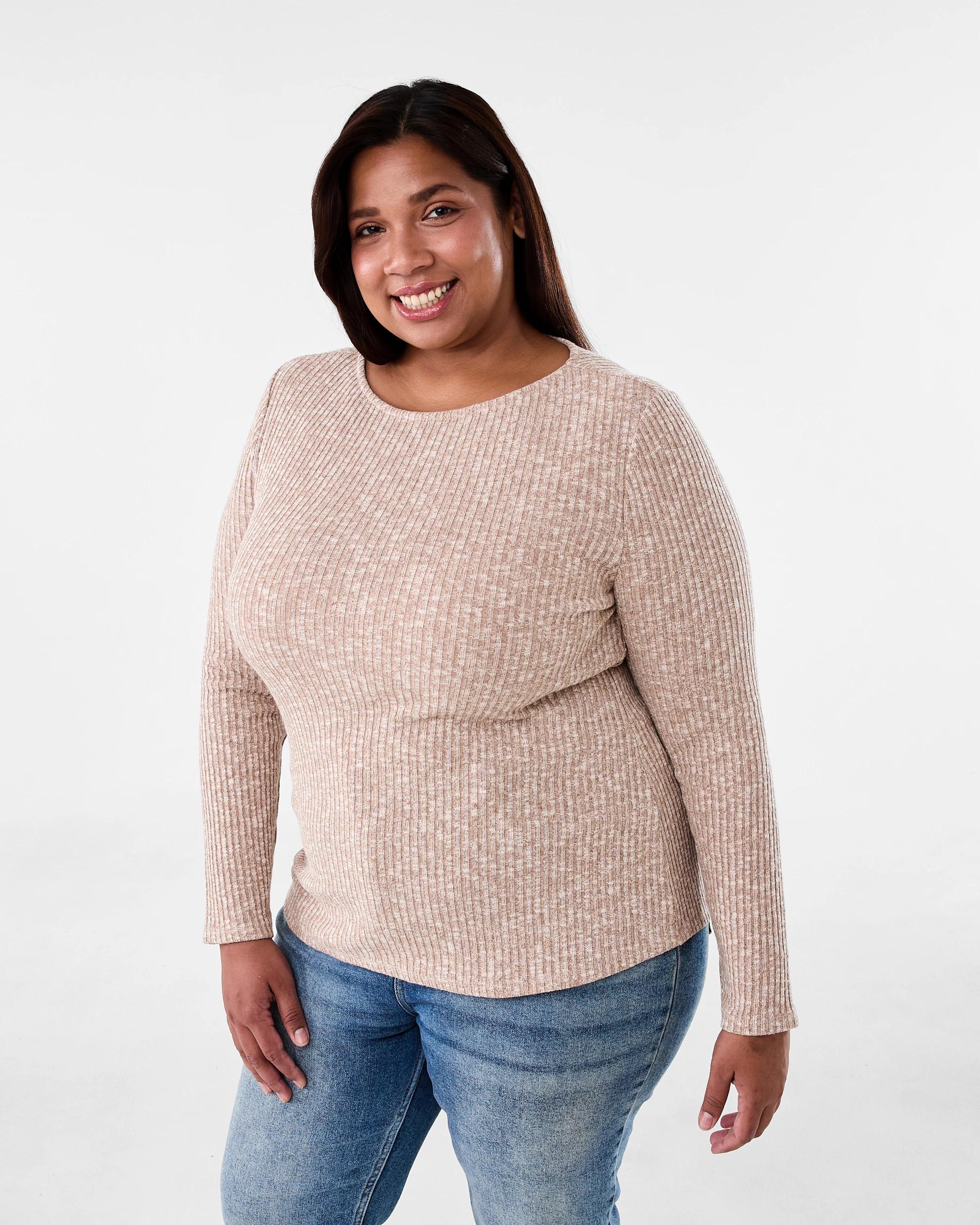 2 Curve Long Sleeve Boat Neck Top Nat Taupe, 2 of 5