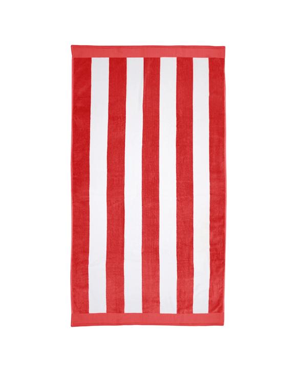 Bambury Ultra soft Durable Classic Stripe Beach Towel Poppy Cotton - Red
