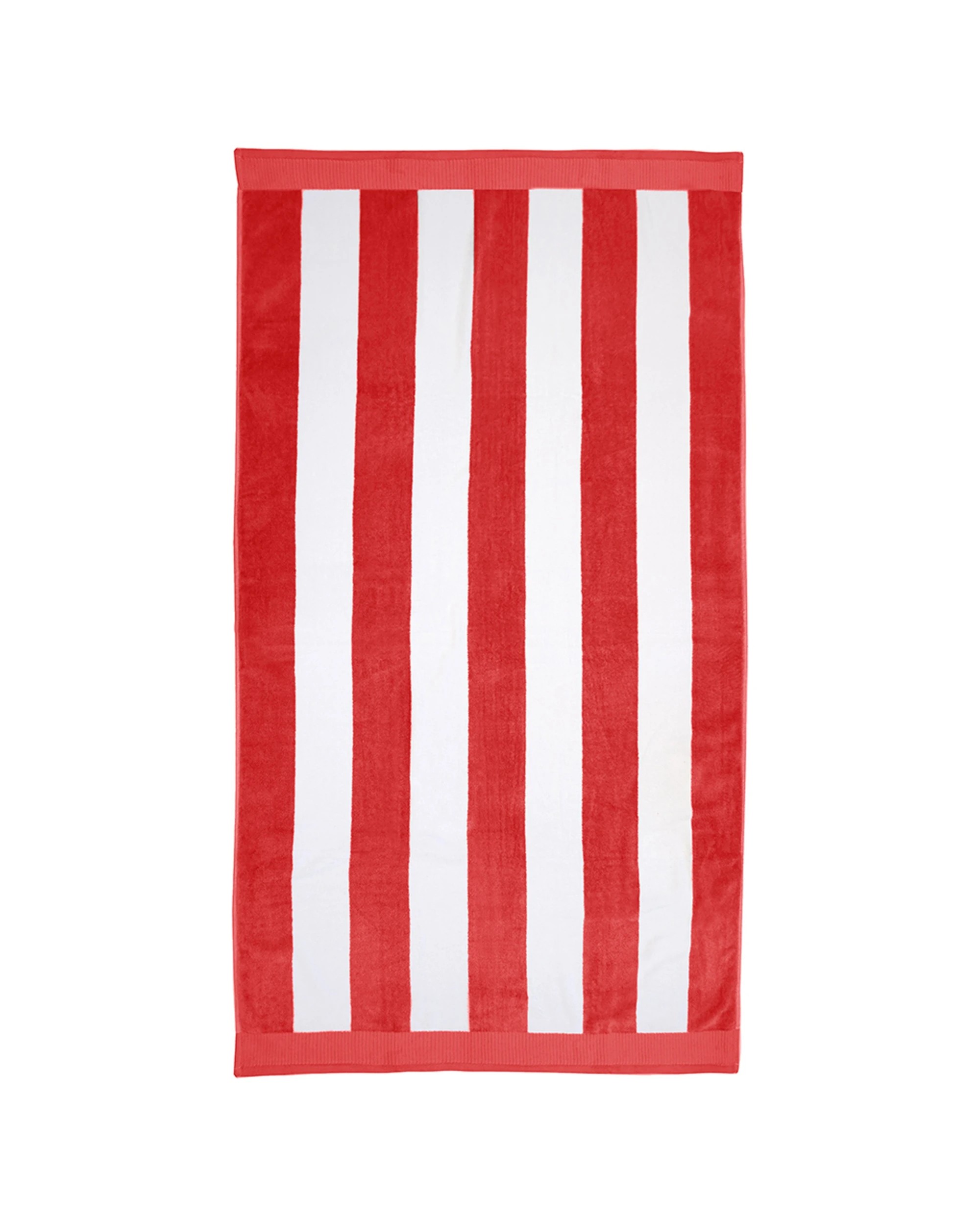 1 Bambury Ultra soft Durable Classic Stripe Beach Towel Poppy Cotton - Red, 1 of 2