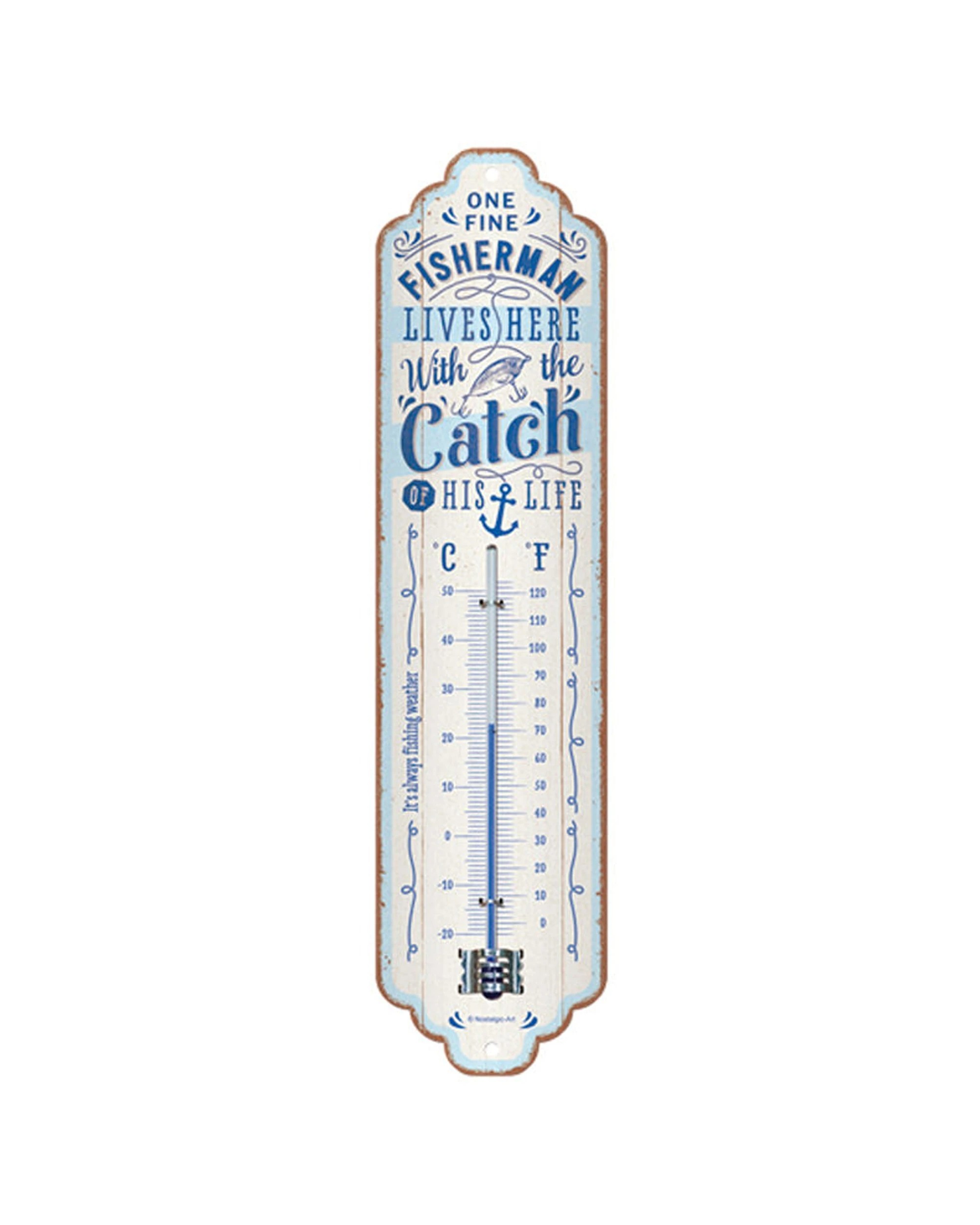 1 Nostalgic-Art Thermometer Fisherman Catch Home Decor Metal Retro Wall - Multi, 1 of 1