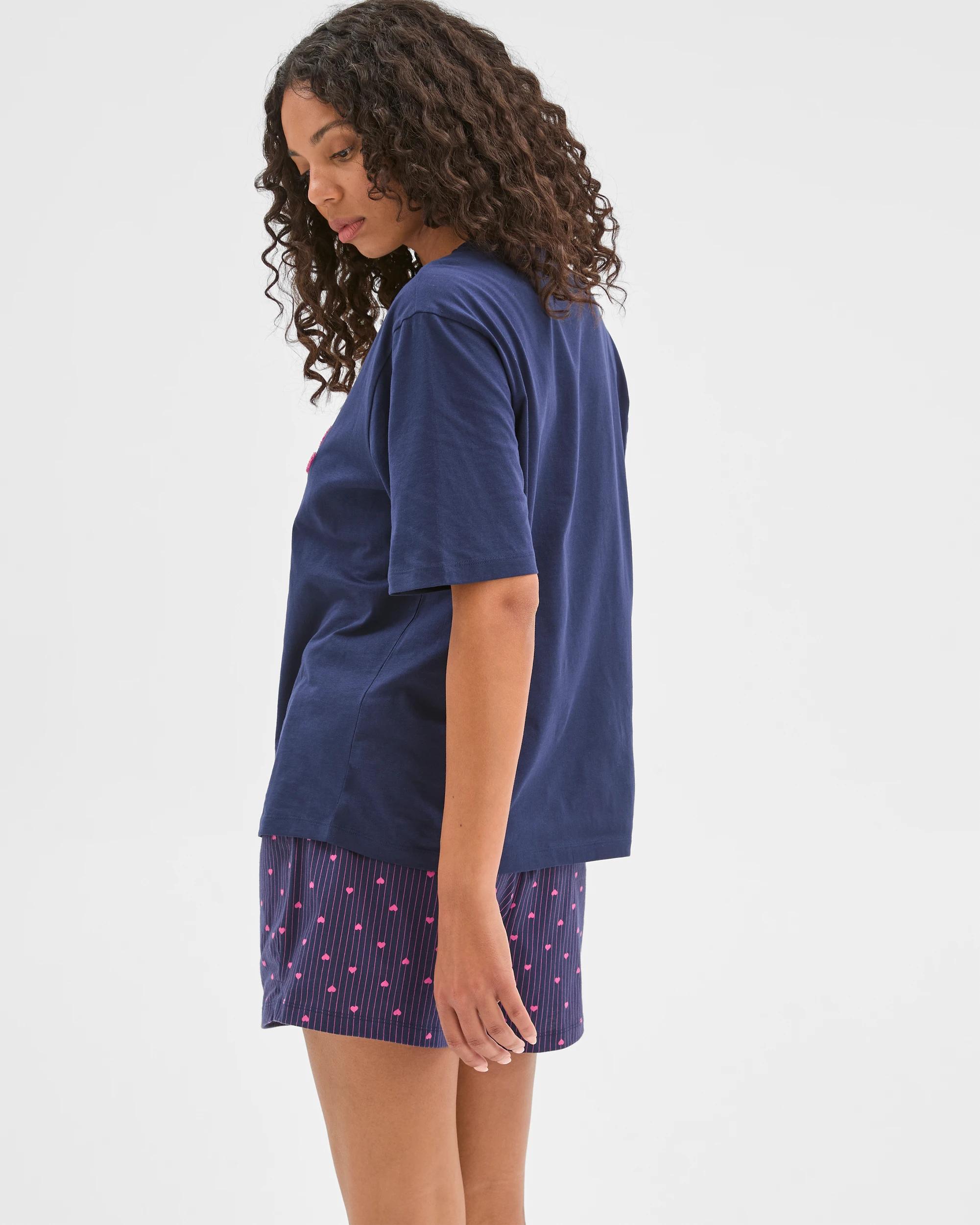 4 Target Woman Australian Cotton Sleep Shorts NAVY HEART, 4 of 6