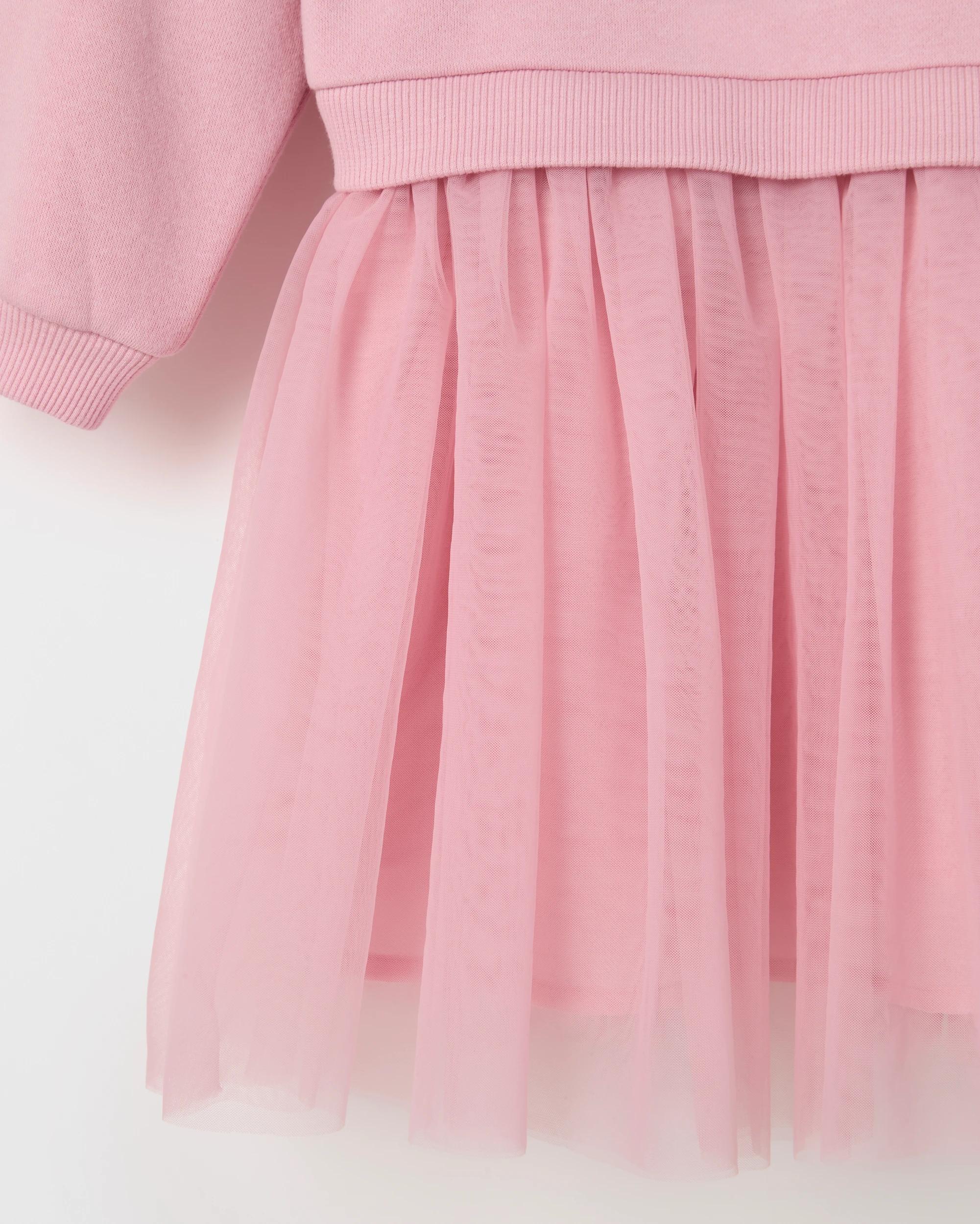 3 Target Kids Australian Cotton Blend Fleece Tulle Jumper Dress PINK HEART, 3 of 3