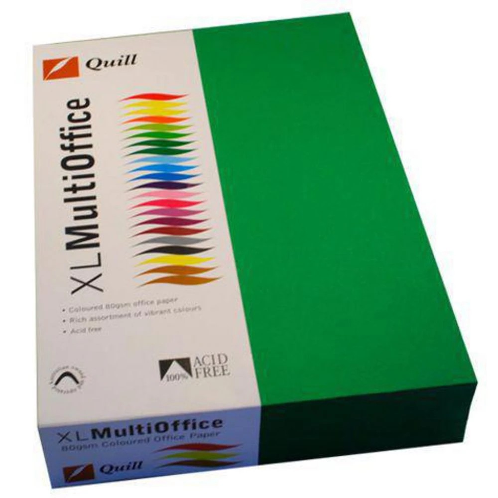 1 Quill Coloured Paper 80gsm A4 Emerald 500 Sheet Ream, 1 of 1