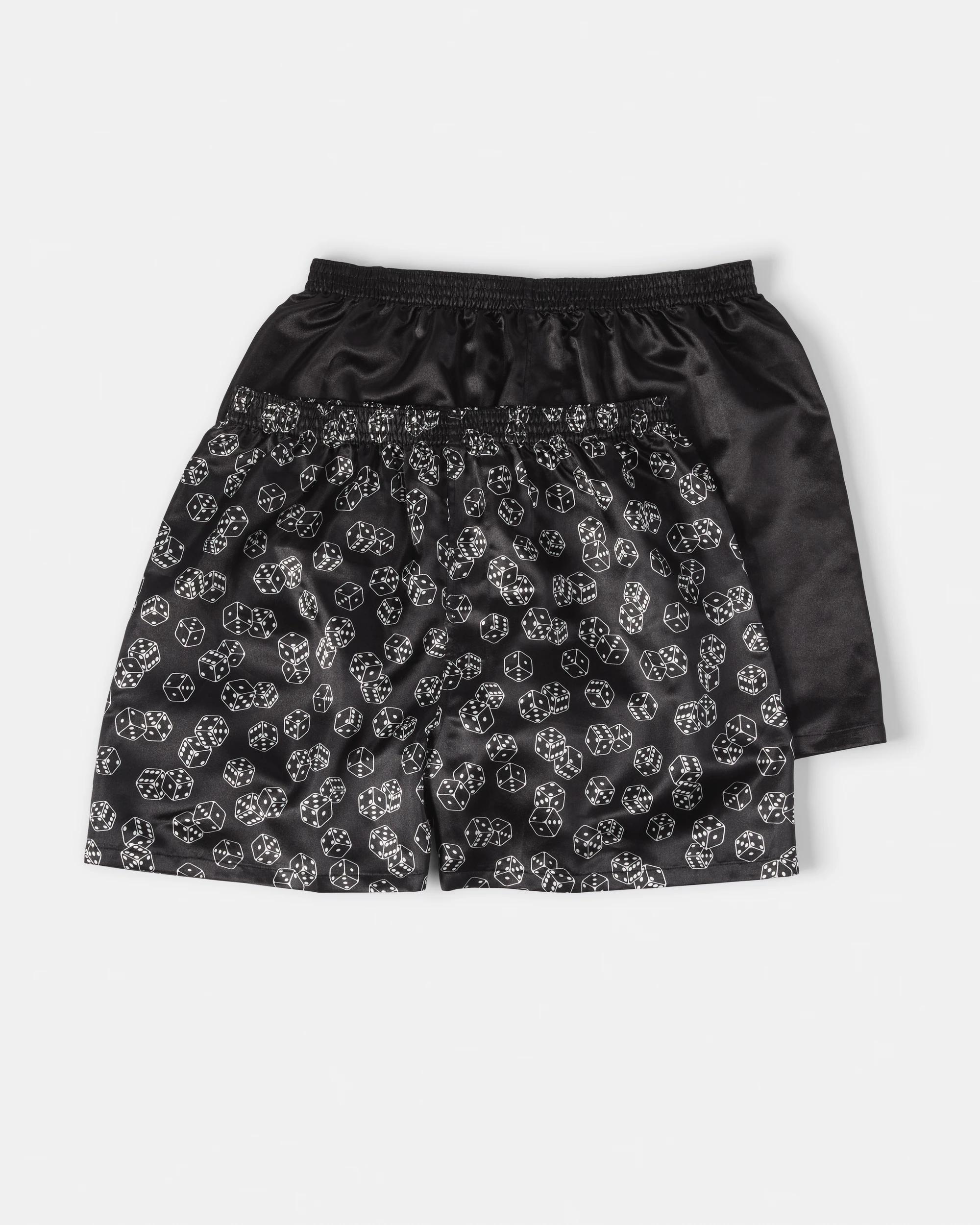 1 2 Pack Satin Boxers Blk Dice, 1 of 6
