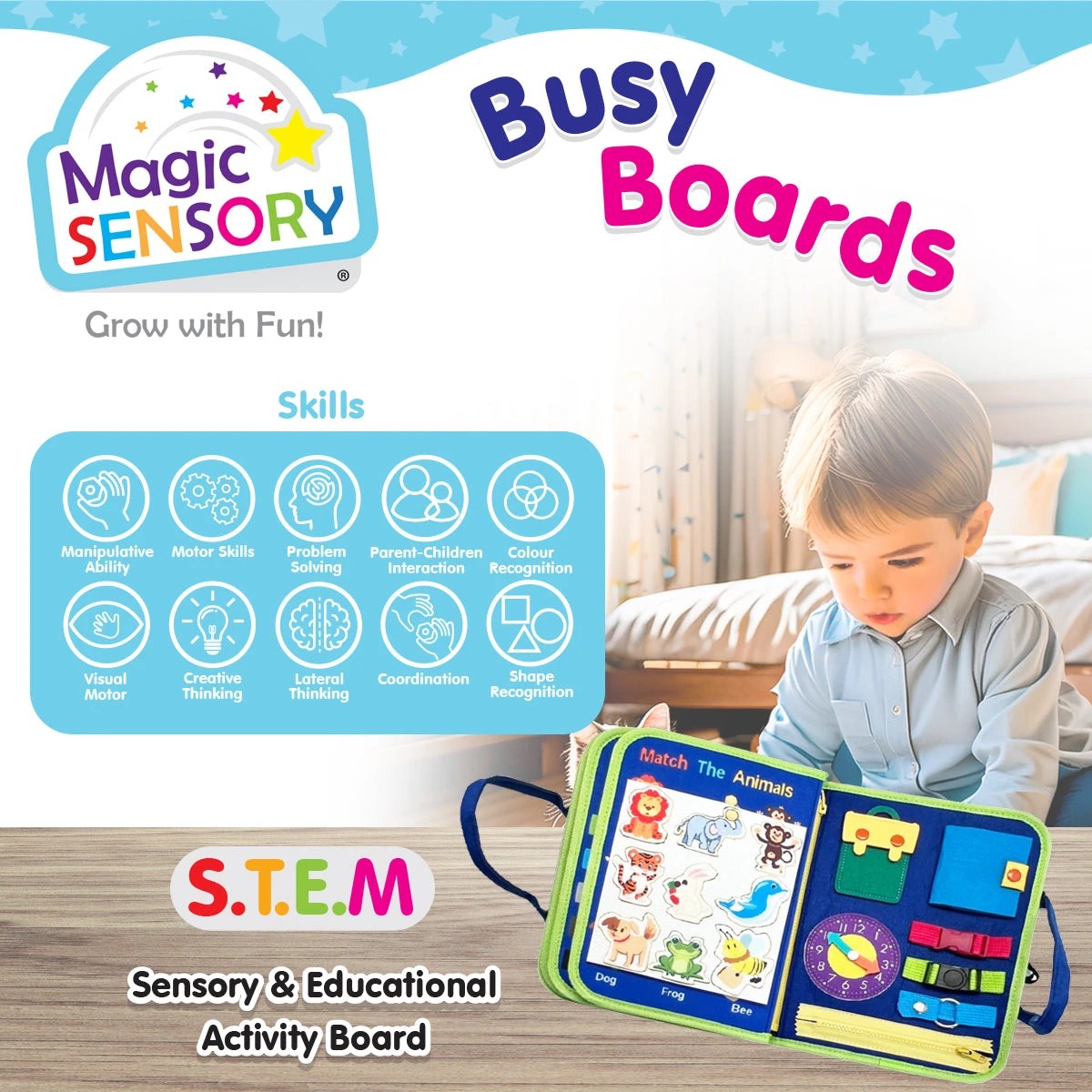 10 Magic Sensory Busy Board Blue, 10 of 10