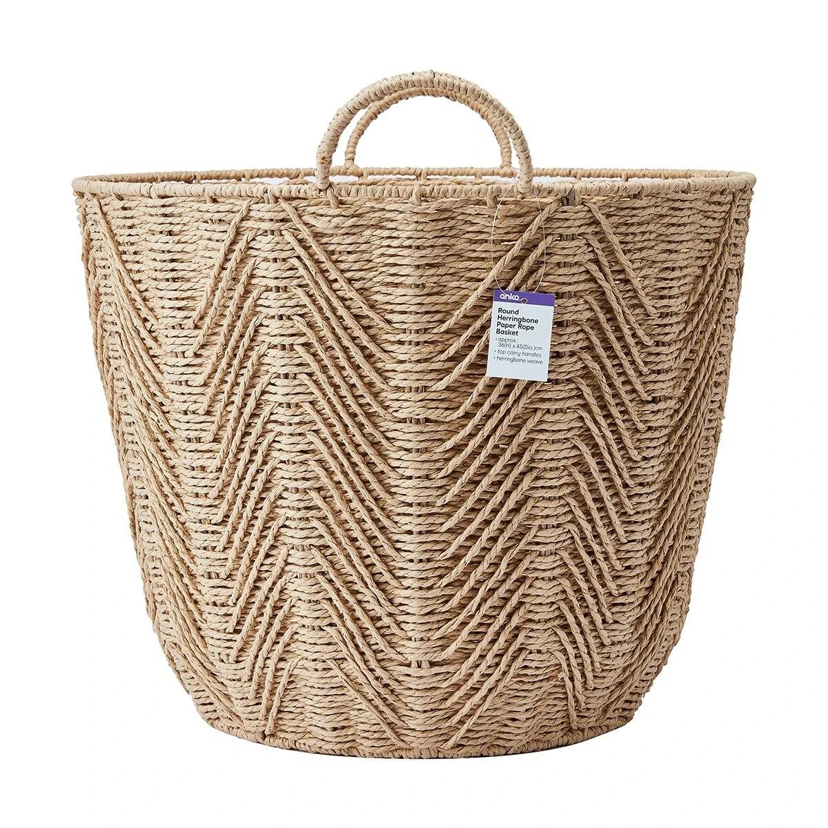 9 Round Herringbone Paper Rope Basket - Natural, 9 of 9