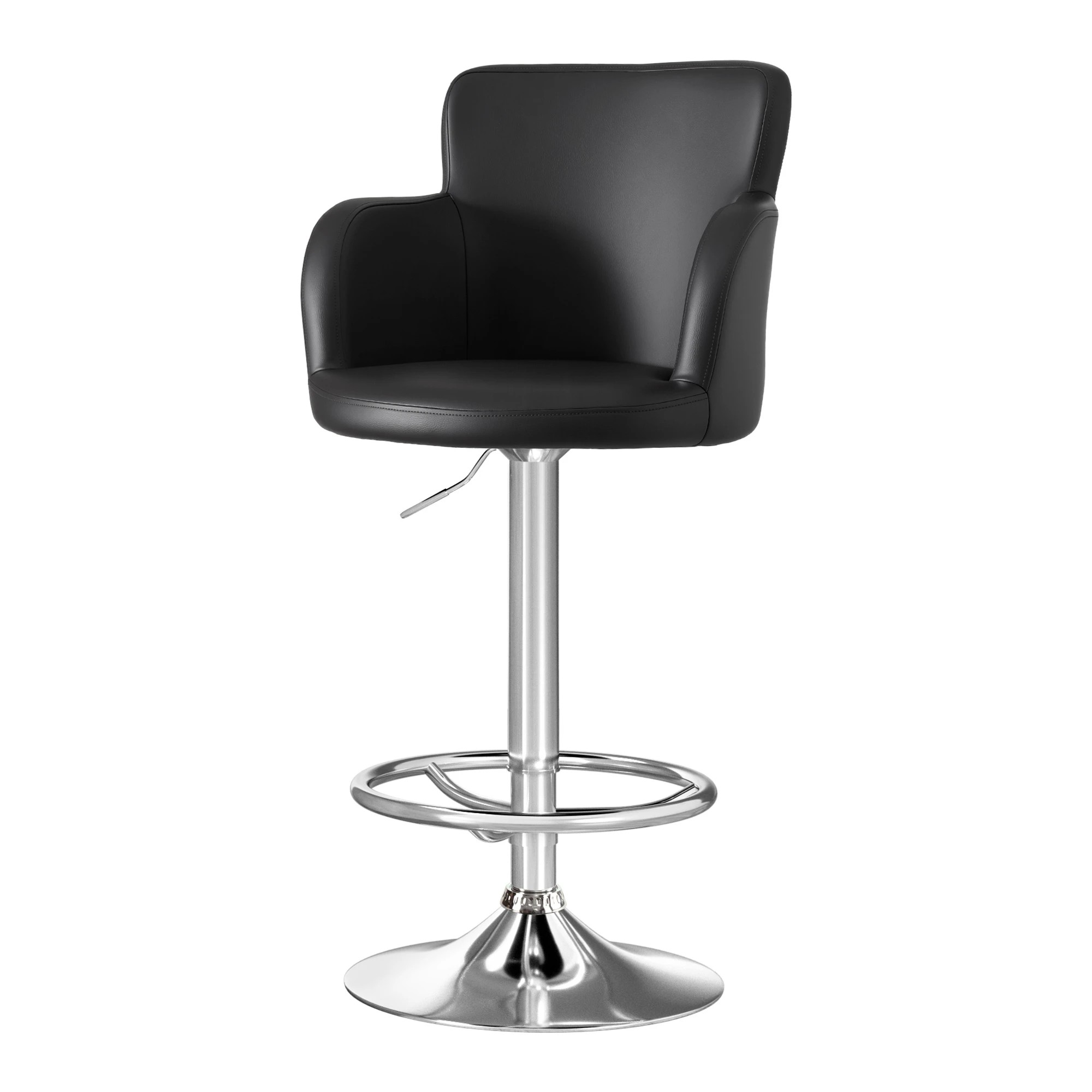 1 Artiss 4x Bar Stools Swivel Kitchen Chairs Gas Lift Adjustable - Black, 1 of 10