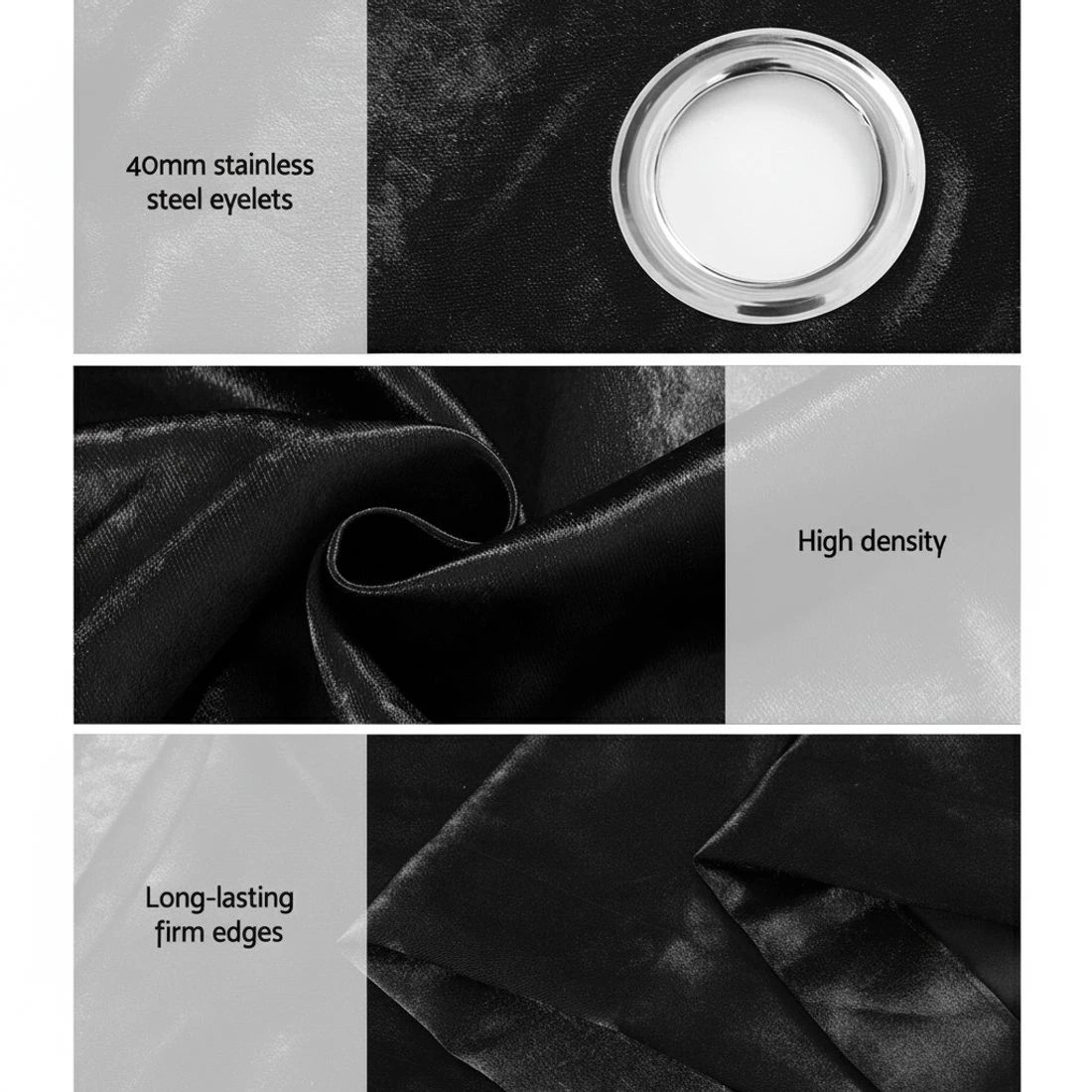 4 Artiss 2X Blockout Curtains Eyelet 300x230cm Shine - Black, 4 of 5