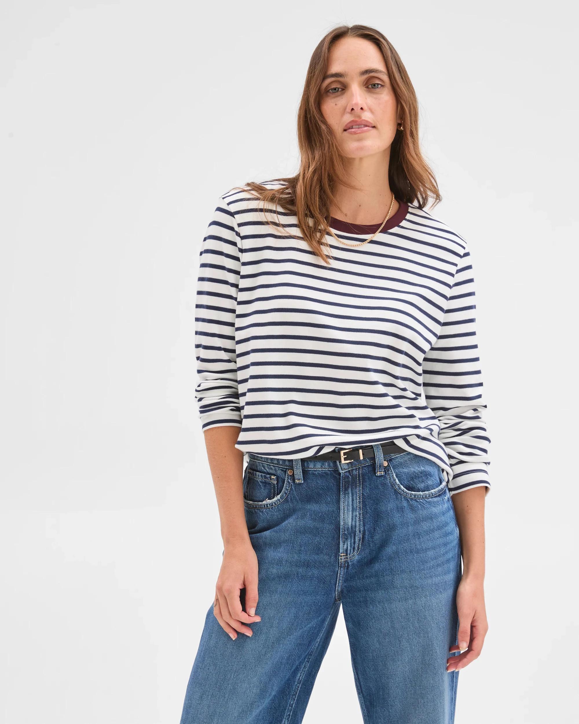 3 Target Woman Australian Cotton Blend Long Sleeve Crew Neck T-Shirt CLOUD DANCER, 3 of 7