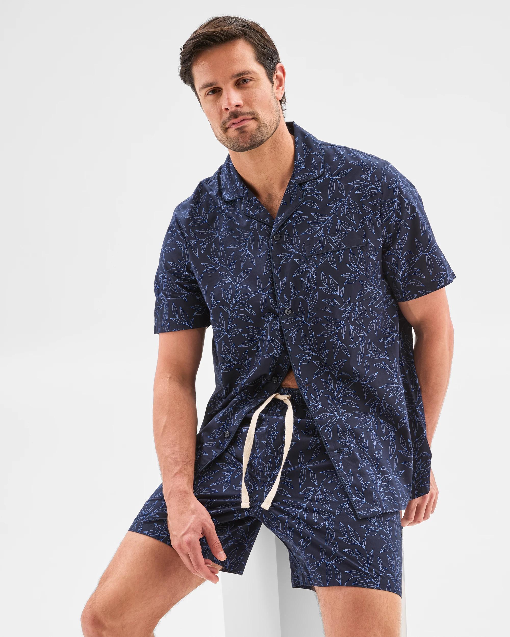 2 Target Mens Poplin Short Pyjama Set NAVY BLUE, 2 of 6