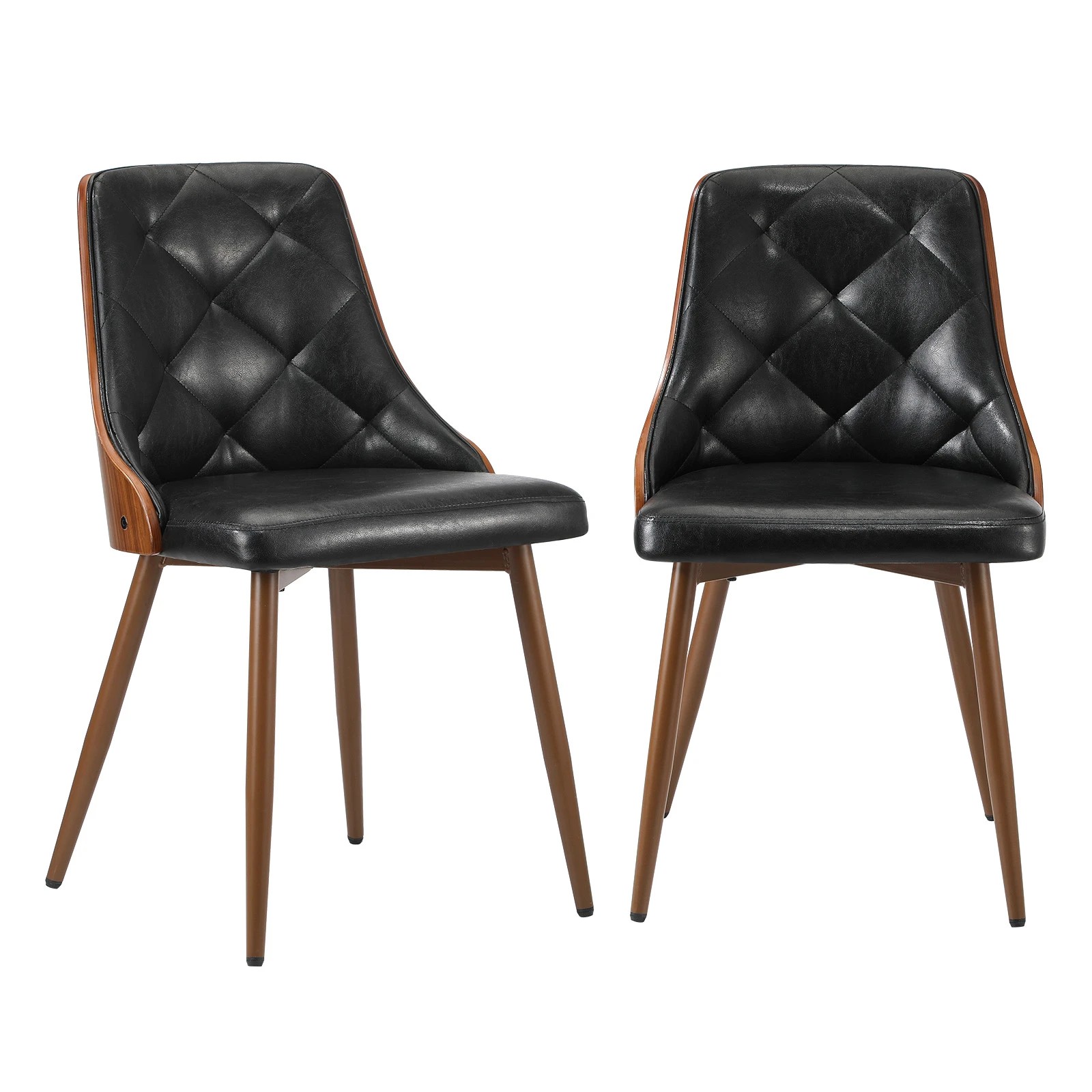 1 Oikiture 2x Dining Chairs Kitchen Lounge Cafe Seat Retro Pu Leather
 - Black, 1 of 10