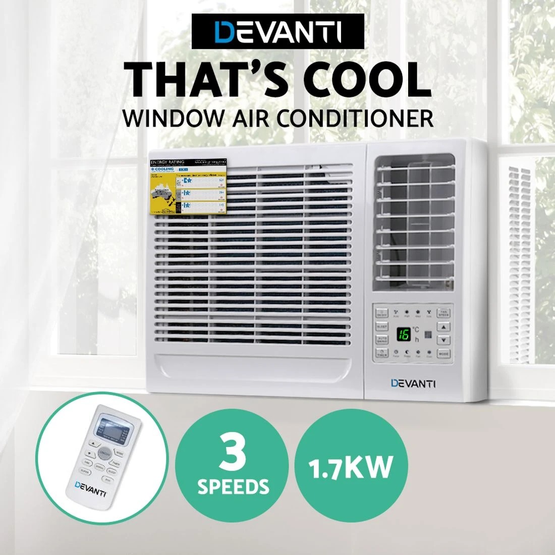 4 Devanti Window Air Conditioner 1.7kW - White, 4 of 8