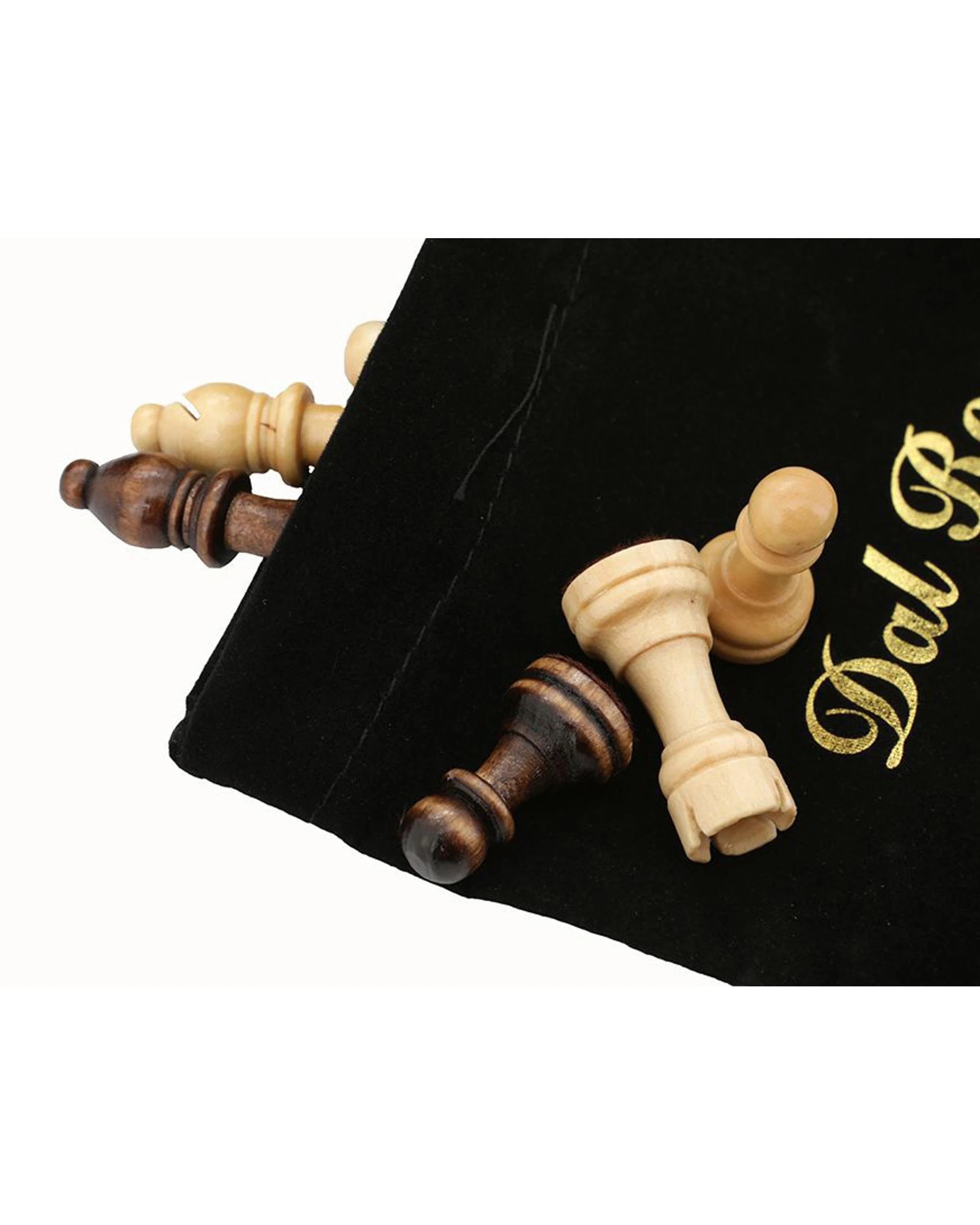 4 Dal Rossi 15 inch Walnut Inlaid Folding Chess Set, 4 of 5