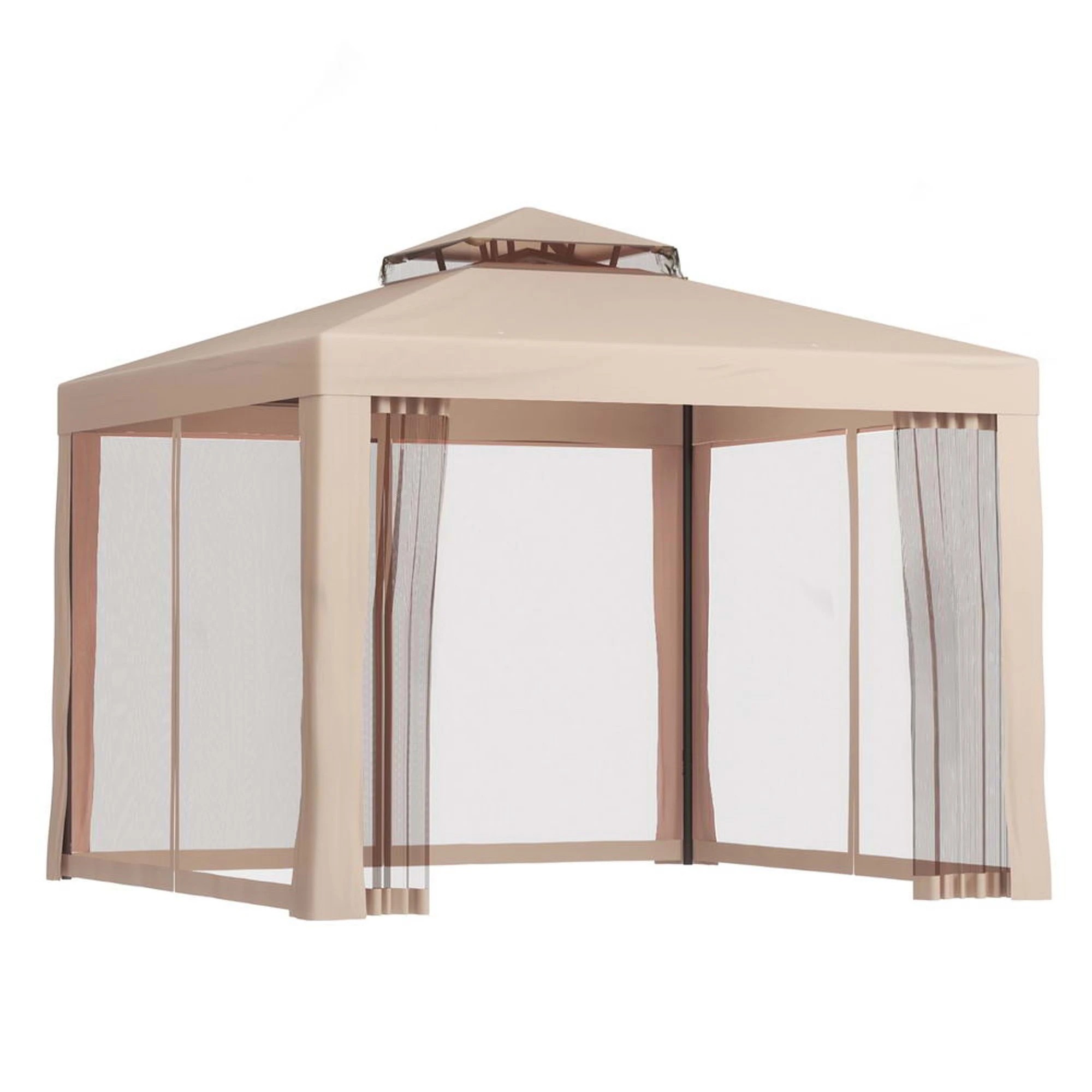 1 Instahut Gazebo Marquee 3m Outdoor Event Tent Camping Party Mesh Wall Canopy Brown - Brown, 1 of 7